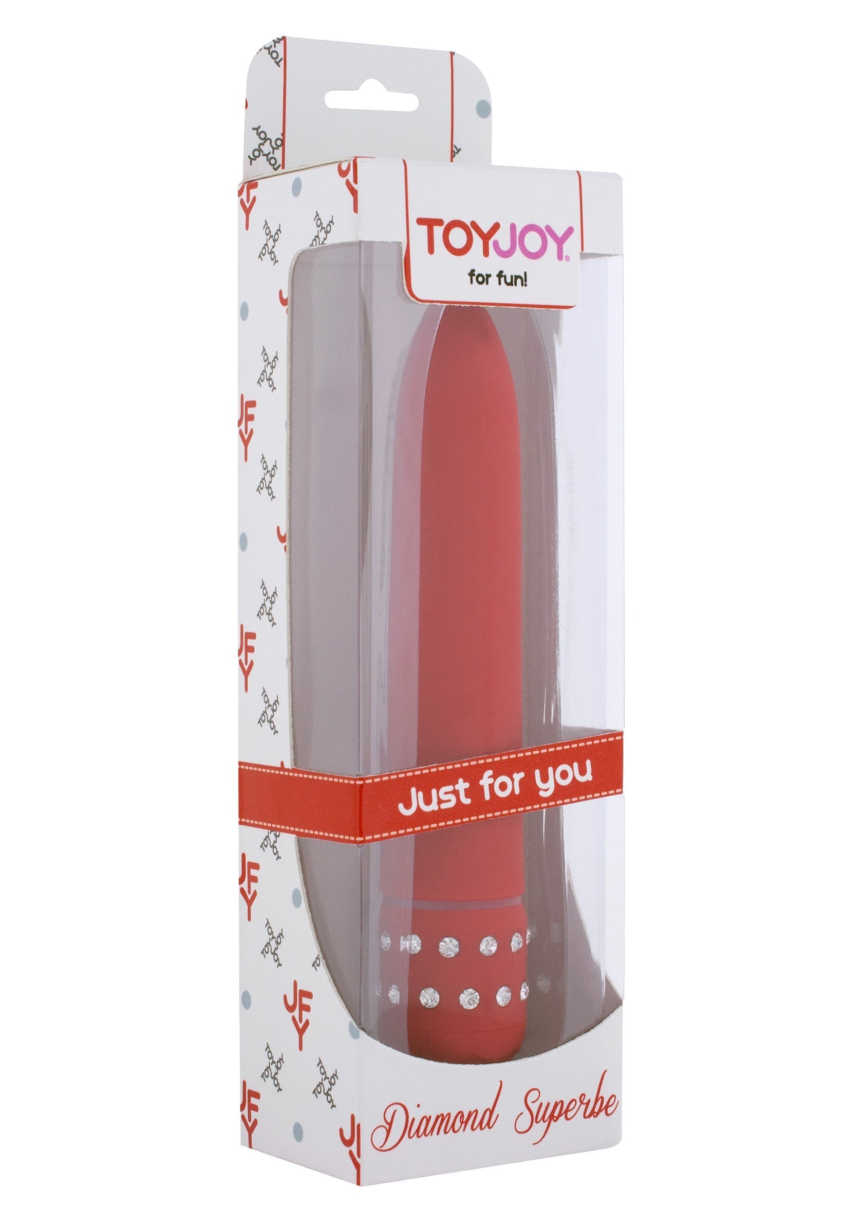 Vibromasseur ToyJoy 'Diamond Superbe' rouge avec strass pour une expérience sensuelle unique. Plaisir garanti!; ToyJoy 'Diamond Superbe' vibrator rood met strass voor een unieke sensuele ervaring. Gegarandeerd plezier!; Red ToyJoy 'Diamond Superbe' vibrator with rhinestones for a unique sensual experience. Guaranteed pleasure!