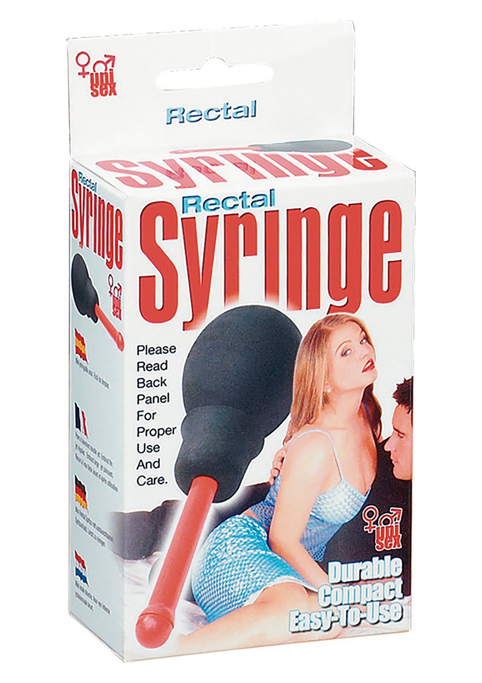 Seringue rectale unisexe. Durable, compacte et facile à utiliser. Voir les instructions pour une utilisation appropriée.; Unisex rectale spuit. Duurzaam, compact en makkelijk te gebruiken. Lees de instructies voor correct gebruik.; Unisex Rectal Syringe. Durable, compact, and easy to use. See instructions for proper use and care.
