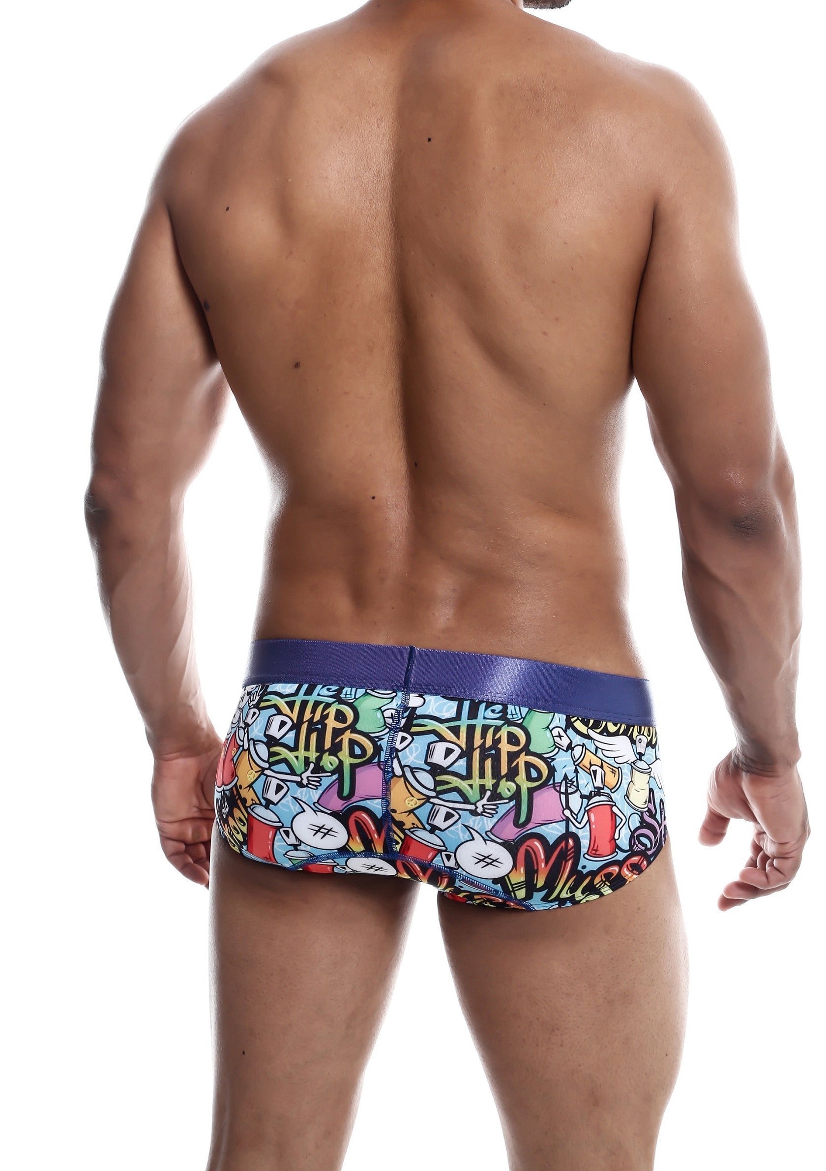 Slip homme imprimé graffiti coloré. Confort et style garantis! Parfait pour un look fun et tendance.; Kleurrijke herenslip met graffiti print. Comfort en stijl gegarandeerd! Perfect voor een leuke en trendy look.; Colorful graffiti print men's briefs. Comfort and style guaranteed! Perfect for a fun and trendy look.