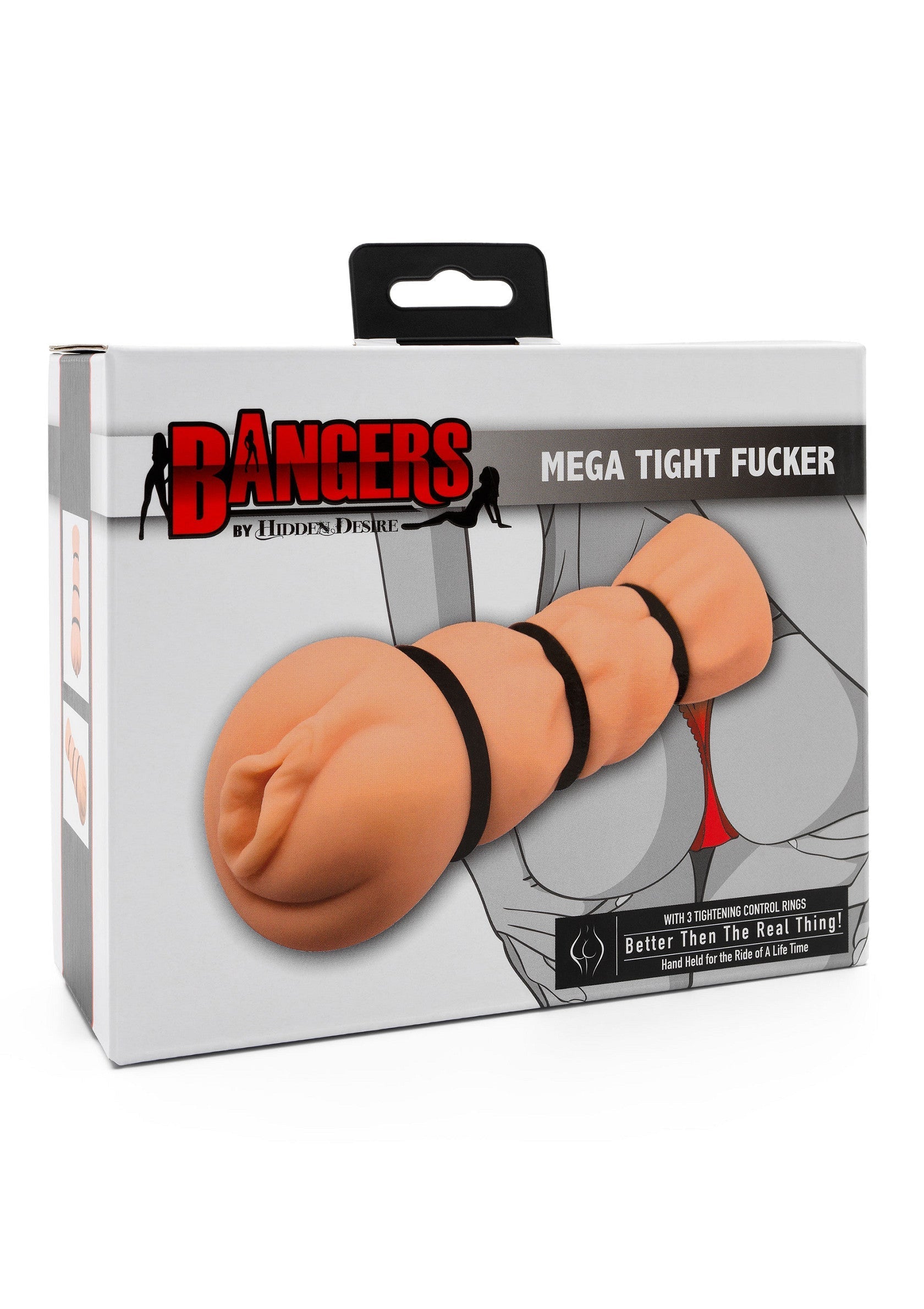 Bangers Mega Tight Fucker pour hommes. Jouet sexuel réaliste avec anneaux de contrôle de resserrement.; Bangers Mega Tight Fucker voor mannen. Realistisch seksspeeltje met aanspannende controle ringen.; Bangers Mega Tight Fucker for men. Realistic sex toy with tightening control rings.
