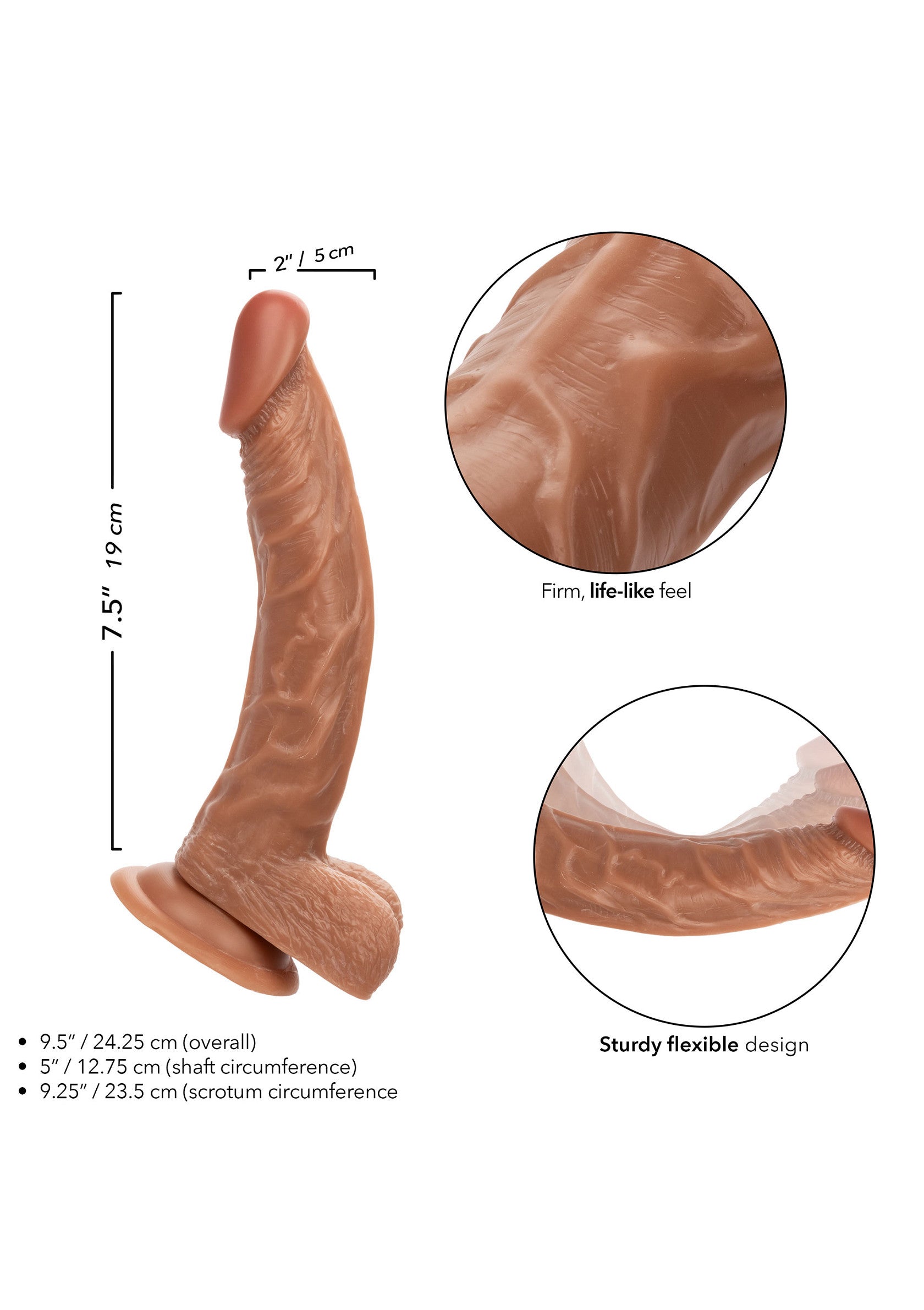 Gode réaliste avec texture veinée et base ventouse. Design flexible et sensation naturelle pour un plaisir intense. 24.25 cm.; Realistische dildo met aderstructuur en zuignapbasis. Flexibel ontwerp en levensecht gevoel voor intens genot. 24.25 cm.; Realistic dildo with veined texture and suction cup base. Flexible design and lifelike feel for intense pleasure. 24.25 cm.