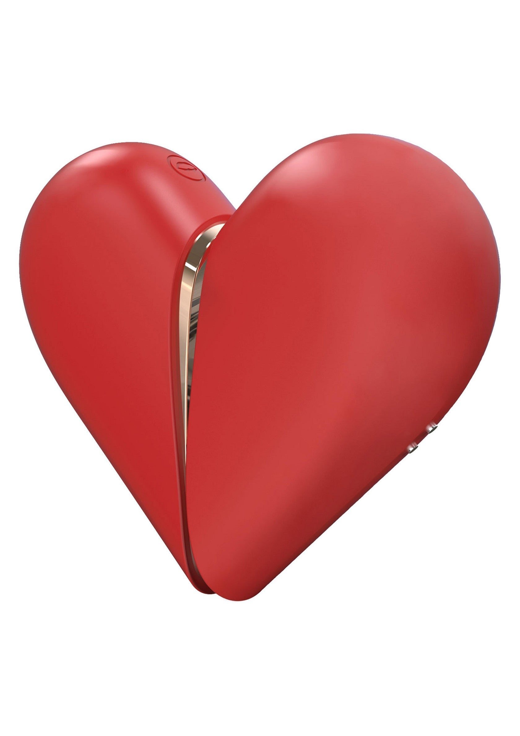 Vibromasseur vibrant en forme de cœur rouge pour le plaisir et l'exploration du corps.; Rode vibrerende vibrator in hartvorm voor plezier en lichaamsexploratie.; Red vibrating heart-shaped vibrator for pleasure and body exploration.