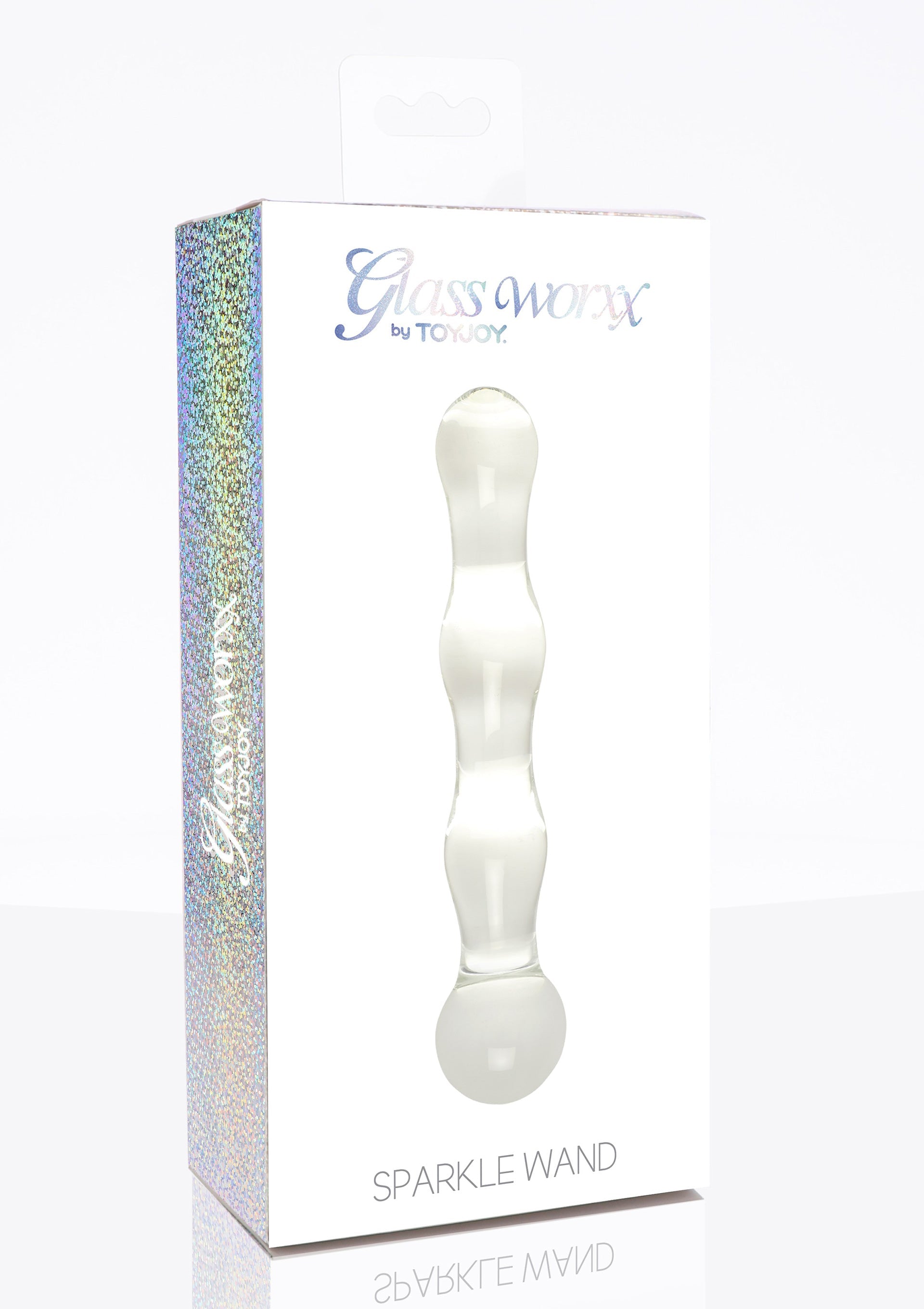 Baguette de plaisir en verre 'Sparkle Wand' pour des sensations intenses et originales.; Glazen 'Sparkle Wand' genotstaf voor intense en unieke sensaties.; Glass 'Sparkle Wand' pleasure wand for intense and unique sensations.