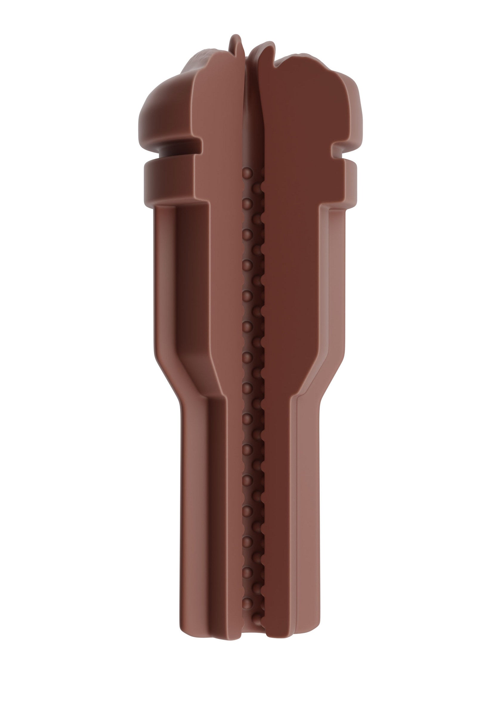 Manchon de masturbation texturé marron pour une expérience sensorielle intense et unique.; Bruine masturbatie sleeve met textuur voor een intense en unieke zintuiglijke ervaring.; Brown textured masturbation sleeve for an intense and unique sensory experience.