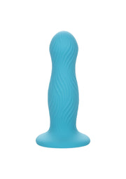 Plug anal bleu texturé pour une stimulation intense et confortable. Plaisir garanti !; Getextureerde blauwe anale plug voor intense, comfortabele stimulatie. Gegarandeerd plezier!; Textured blue anal plug for intense, comfortable stimulation. Guaranteed pleasure!
