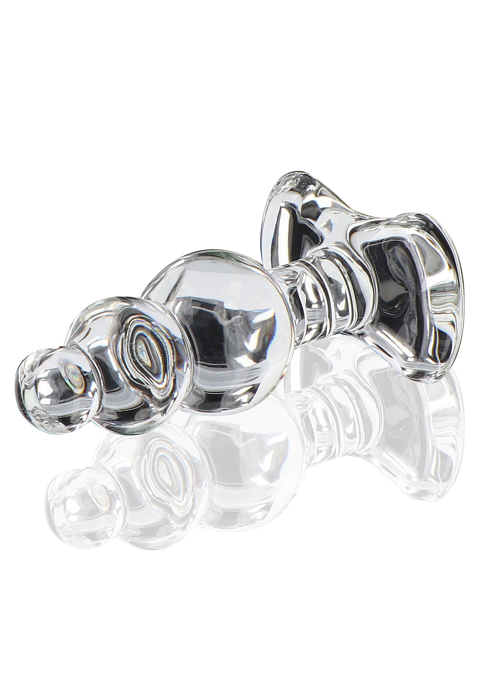 Plug anal en verre transparent pour le plaisir et la stimulation.; Glazen anale plug voor genot en stimulatie.; Clear glass anal plug for pleasure and stimulation.