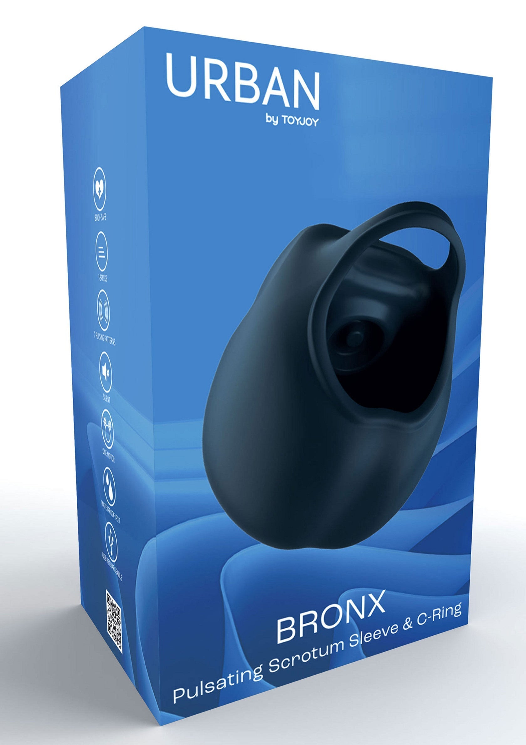 Manchon scrotum vibrant Urban Bronx avec anneau pénien pour des sensations intenses.; Urban Bronx pulserende scrotum sleeve & C-ring voor intense sensaties.; Urban Bronx pulsating scrotum sleeve & C-ring for intense sensations.