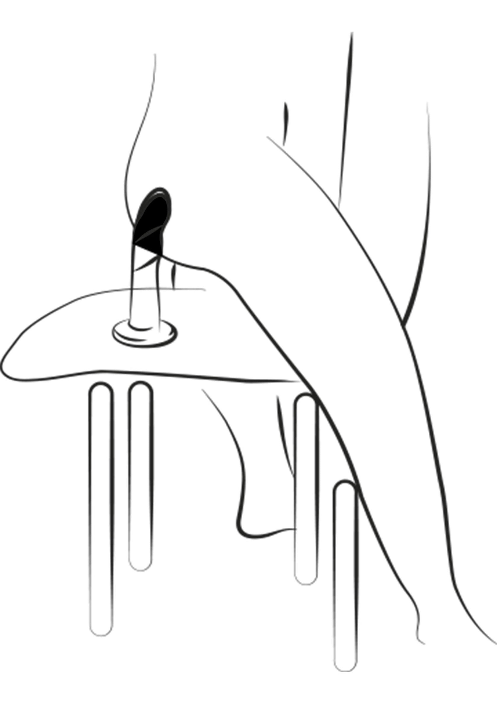 Illustration minimaliste d'une femme et d'un accessoire érotique sur une table. Sensualité et design épuré.; Minimalistische illustratie van een vrouw en een erotisch accessoire op een tafel. Sensualiteit en strak design.; Minimalist line art of a woman and an erotic accessory on a table. Sensuality meets clean design.