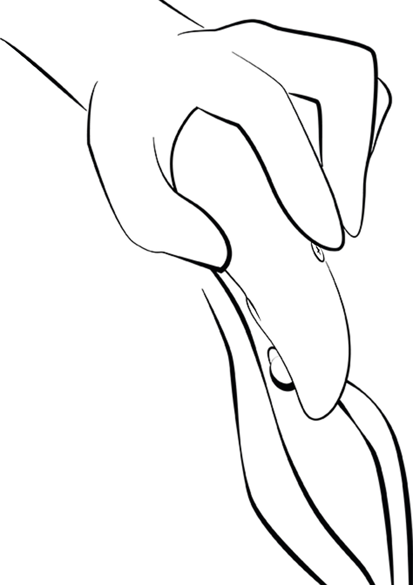 Illustration linéaire d'une main pinçant un objet. Parfait pour le design, l'artisanat et les loisirs créatifs.; Lijntekening van een hand die een object vasthoudt. Perfect voor design, ambachten en creatieve hobby's.; Line art of a hand pinching an object. Perfect for design, crafts, and creative hobbies.