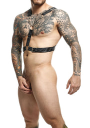 Harnais pour homme en cuir noir. Accessoire érotique pour homme. Mode masculine.; Zwart leren harnas voor mannen. Erotisch accessoire voor heren. Mannenmode.; Black leather harness for men. Erotic accessory for men. Men's fashion.