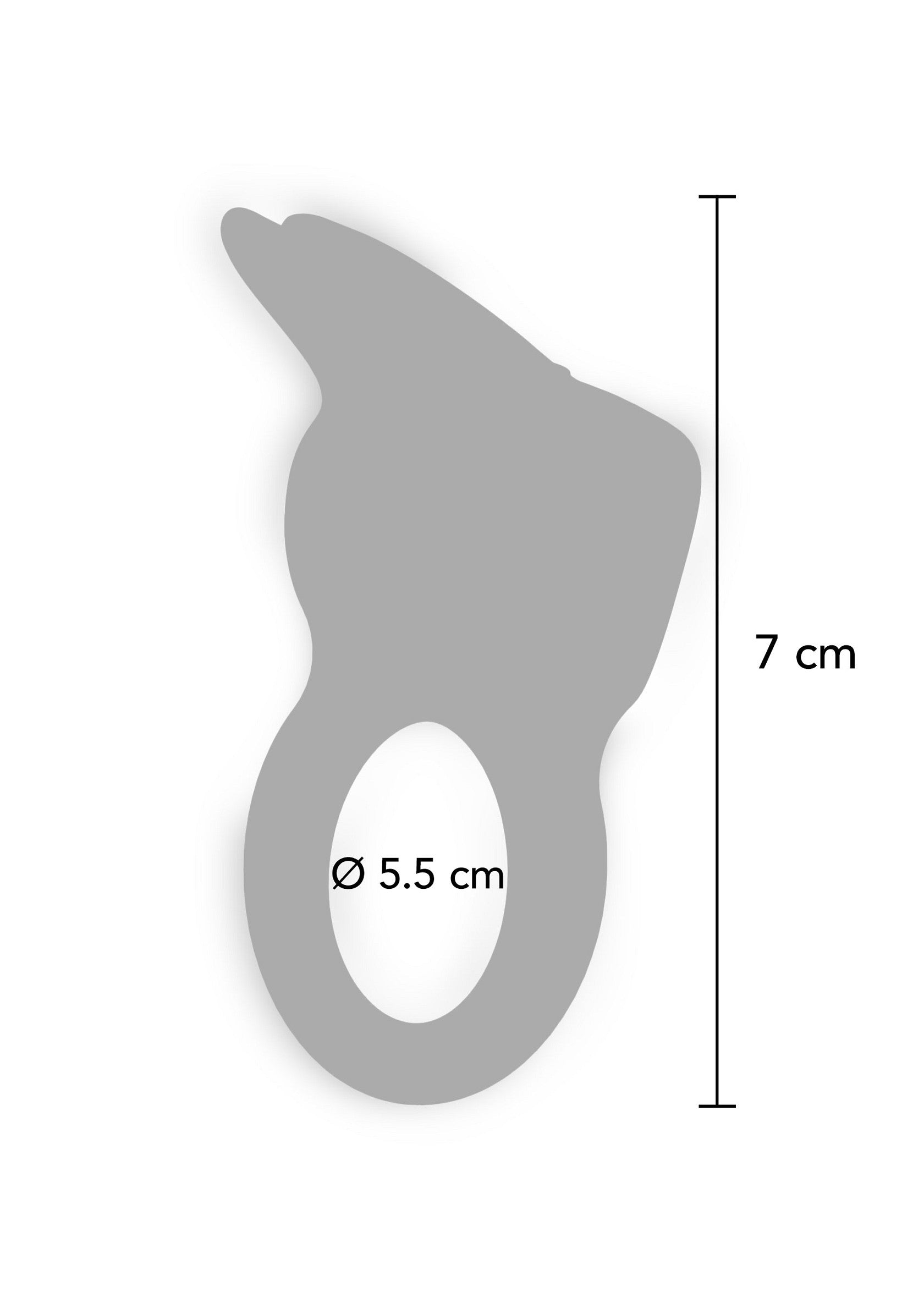 Dimension d'un objet : 7 cm de haut et trou de 5.5 cm de diamètre.; Afmetingen van een object: 7 cm hoog en een gat van 5.5 cm doorsnede.; Dimension of an object: 7 cm tall and a hole with a 5.5 cm diameter.