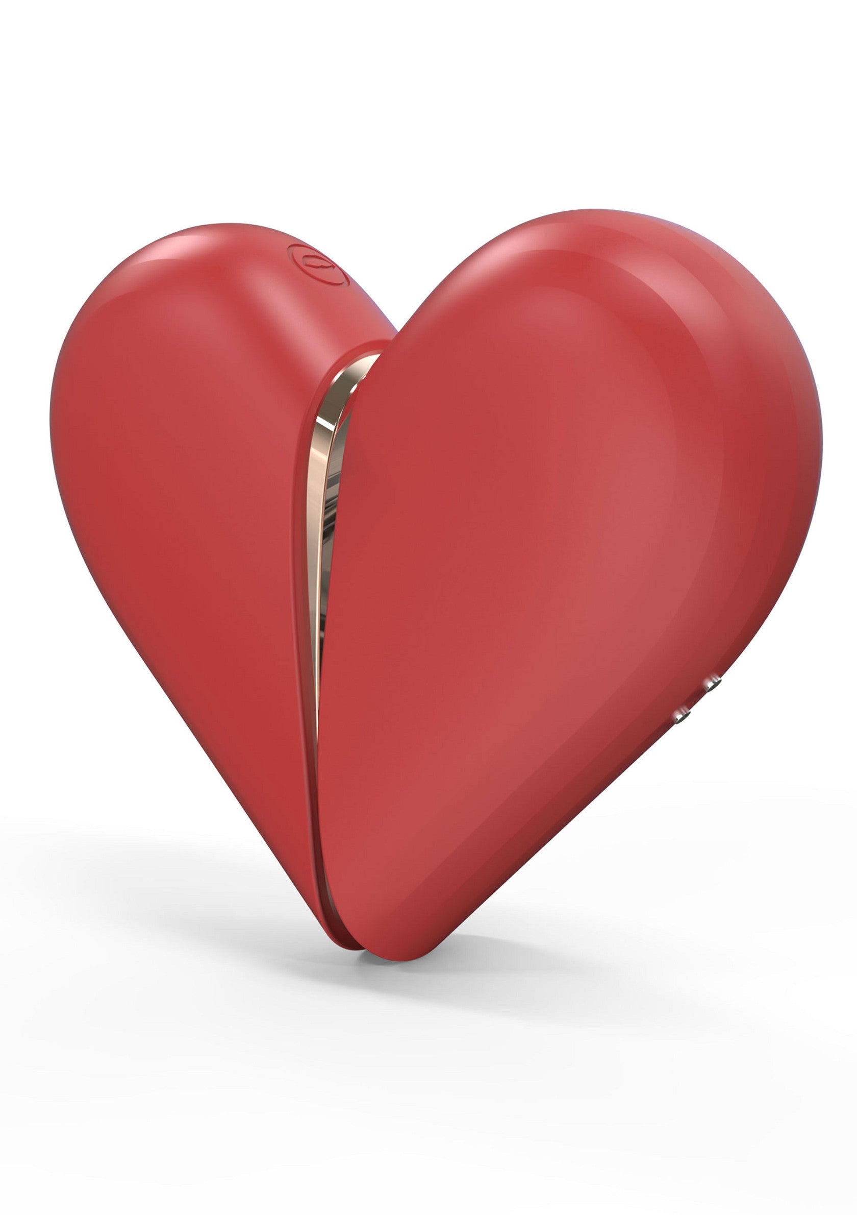 Vibromasseur cœur rouge vibrant pour le plaisir solo ou en couple.; Vibrerende rode hartvormige vibrator voor solo- of koppelplezier.; Vibrating red heart-shaped vibrator for solo or couples pleasure.