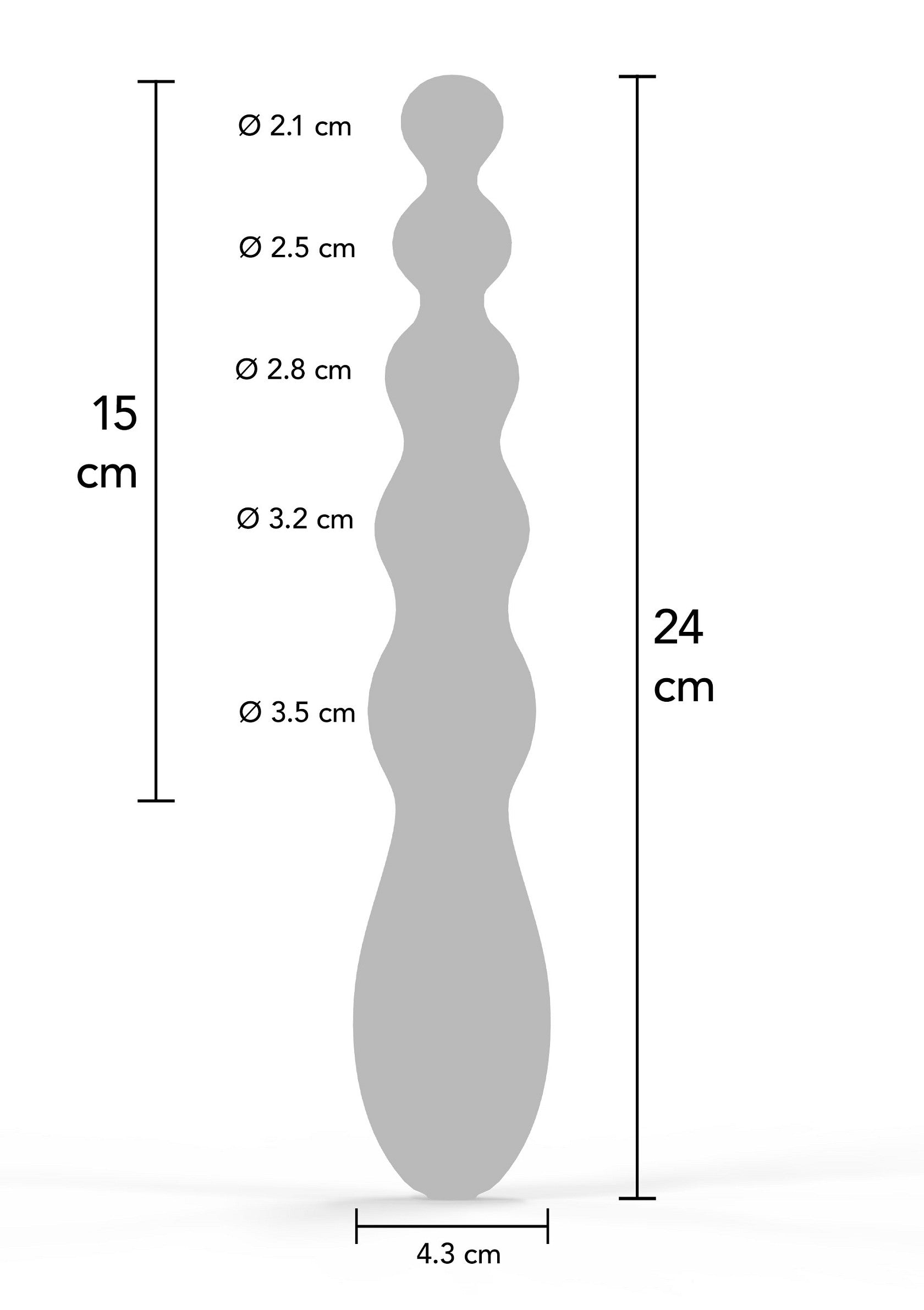 Diagramme d'un accessoire de plaisir avec mesures détaillées, idéal pour choisir la taille parfaite.; Diagram van een speeltje met gedetailleerde afmetingen, ideaal voor het kiezen van de perfecte maat.; Diagram of a pleasure toy with detailed measurements, ideal for choosing the perfect size.