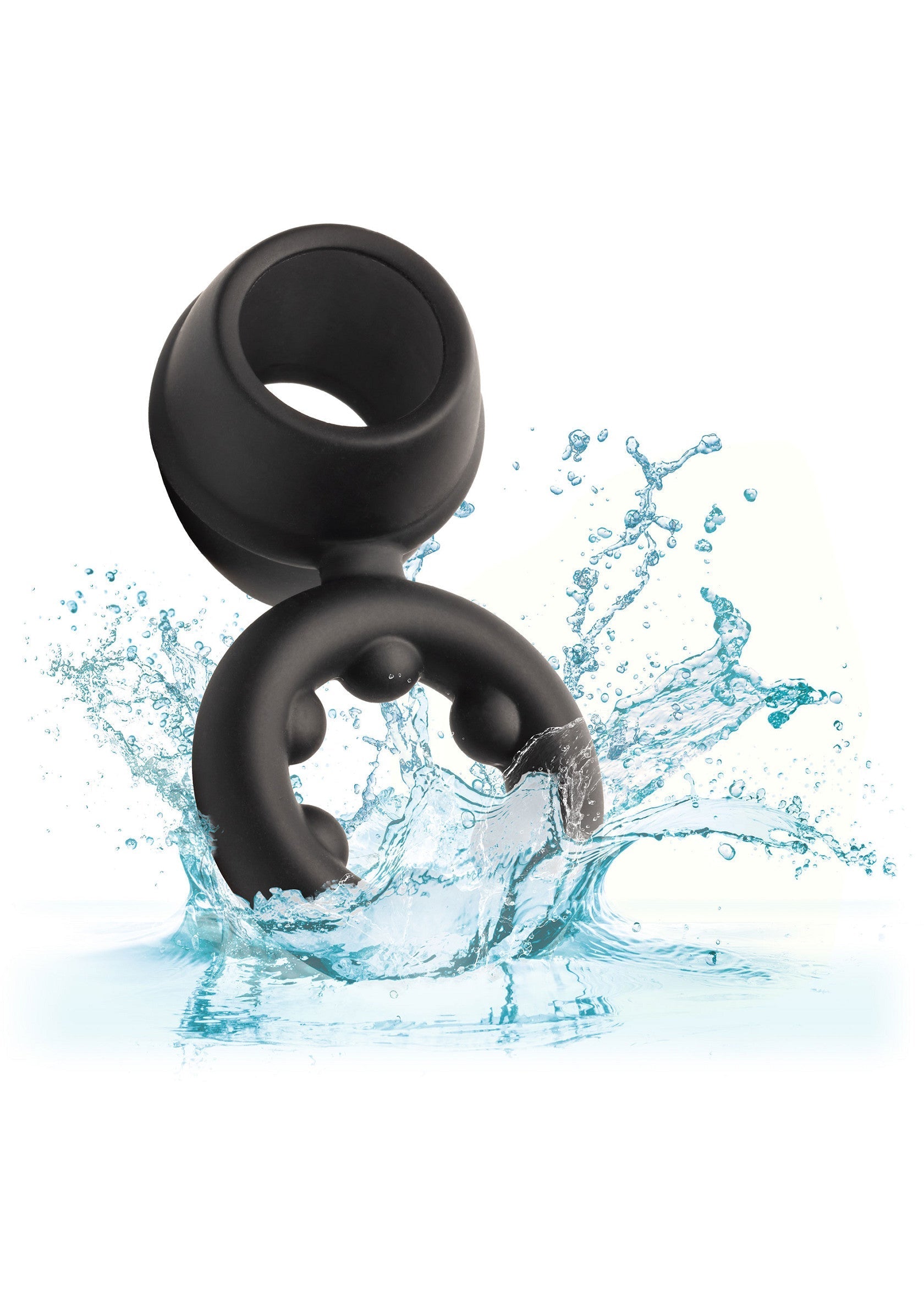 Anneau pénien noir étanche pour plus de plaisir.; Waterdichte, zwarte penisring voor meer genot.; Waterproof black cock ring for enhanced pleasure.