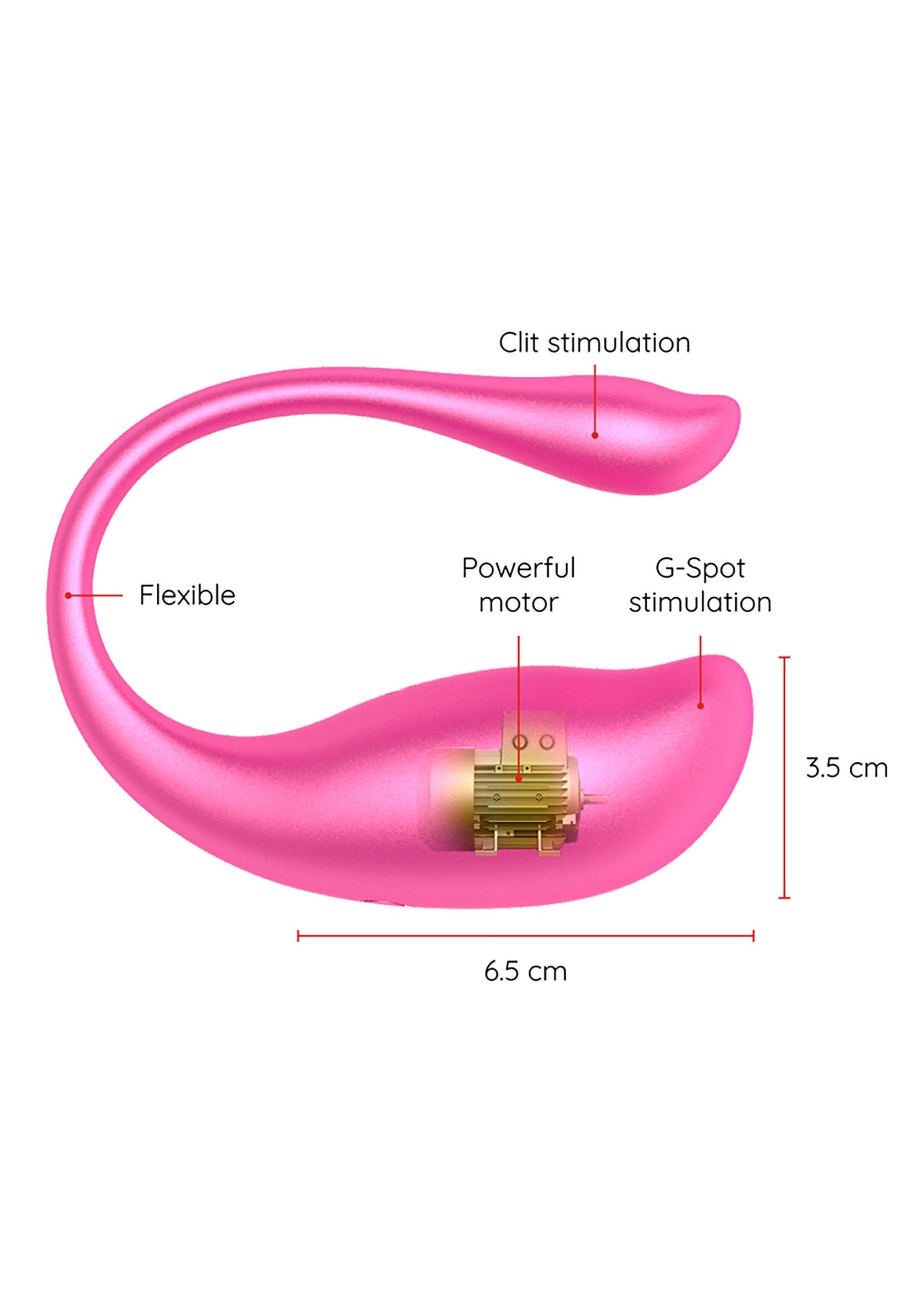 Vibromasseur rose pour stimulation clitoridienne et point G, flexible et puissant.; Roze vibrator voor clitoris- en G-spot stimulatie, flexibel en krachtig.; Pink vibrator for clitoral and G-spot stimulation, flexible and powerful.