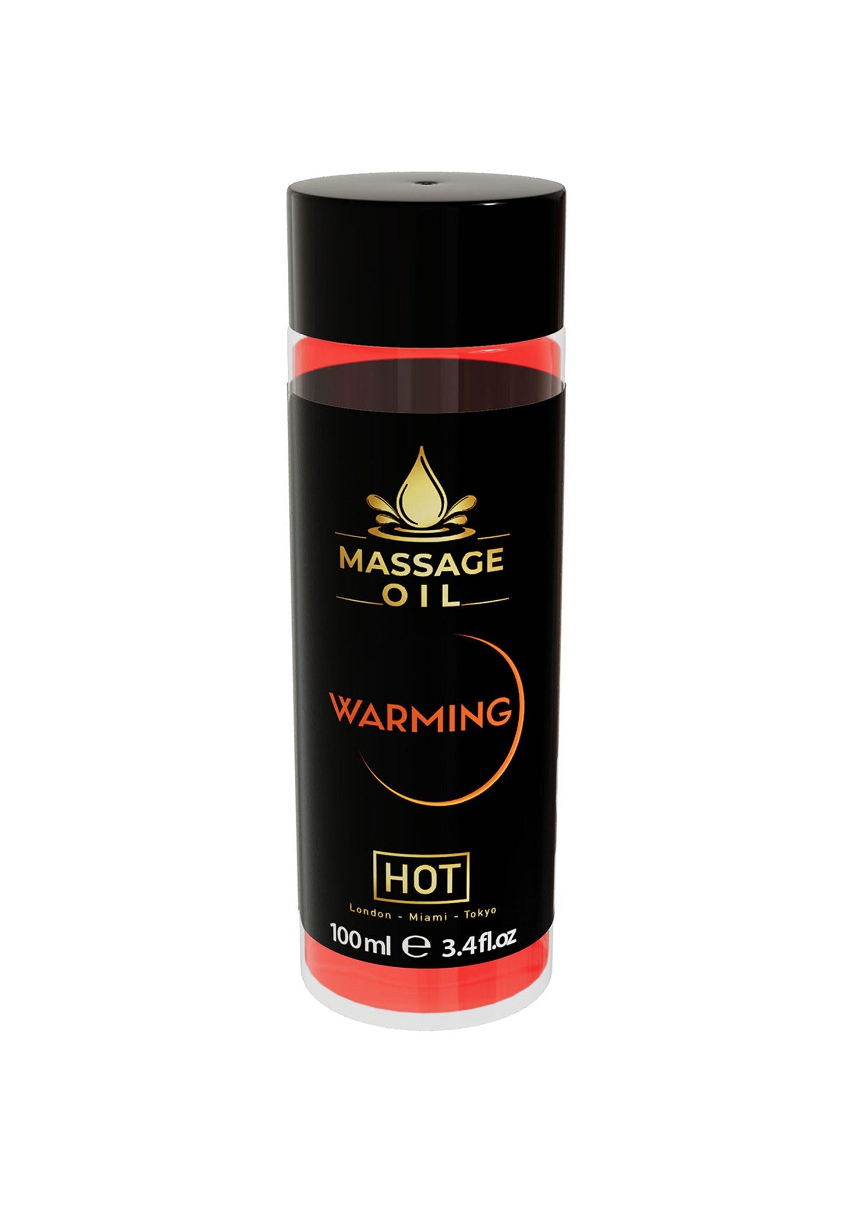 Huile de massage chauffante pour une expérience sensuelle et relaxante. 100ml.; Warmte massage olie voor een sensuele en ontspannende ervaring. 100ml.; Warming massage oil for a sensual and relaxing experience. 100ml / 3.4 fl oz.