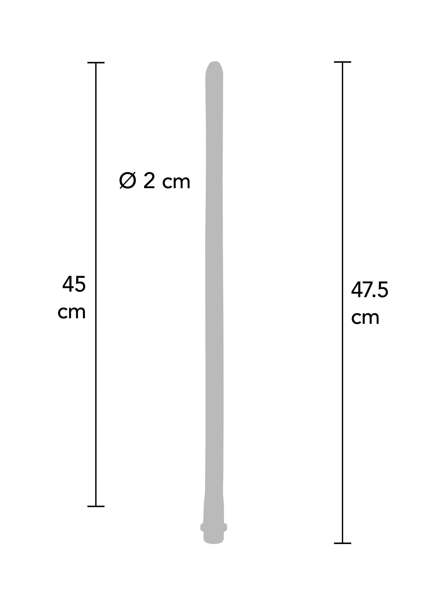 Dimensions du produit: 45 cm/47.5 cm de hauteur, 2 cm de diamètre. Détails techniques pour accessoires et fournitures.; Productafmetingen: 45 cm/47,5 cm hoog, 2 cm diameter. Technische details voor accessoires en benodigdheden.; Product dimensions: 45 cm/47.5 cm height, 2 cm diameter. Technical details for accessories and supplies.