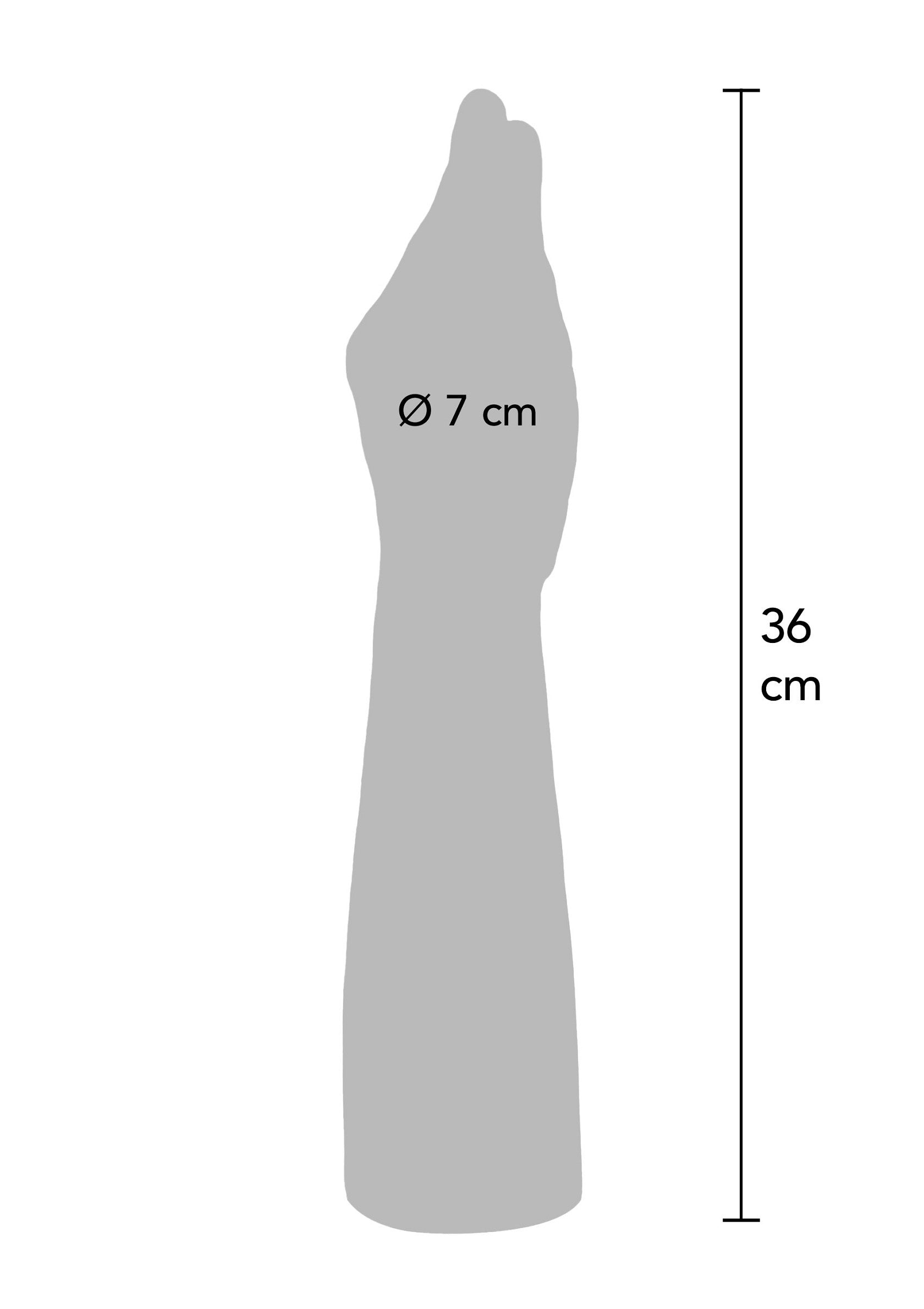 Image avec les dimensions de l'article. Diamètre 7cm, longeur 36cm. ; Afbeelding met de afmetingen van het item. Diameter 7cm, lengte 36cm. ; Image with item dimensions. Diameter 7cm, length 36cm.