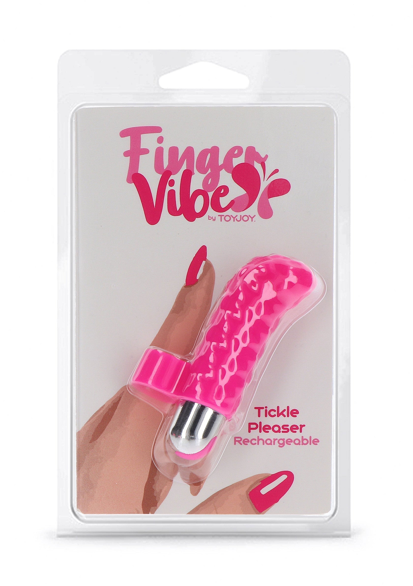 Finger Vibe Tickle Pleaser rechargeable. Vibrant et discret, pour des sensations intenses. Explorez le plaisir avec ce vibromasseur innovant.; Finger Vibe Tickle Pleaser oplaadbaar. Vibrerend en discreet, voor intense sensaties. Ontdek plezier met deze innovatieve vibrator.; Rechargeable Finger Vibe Tickle Pleaser by Toyjoy. Vibrant and discreet for intense sensations. Explore pleasure with this innovative vibrator.