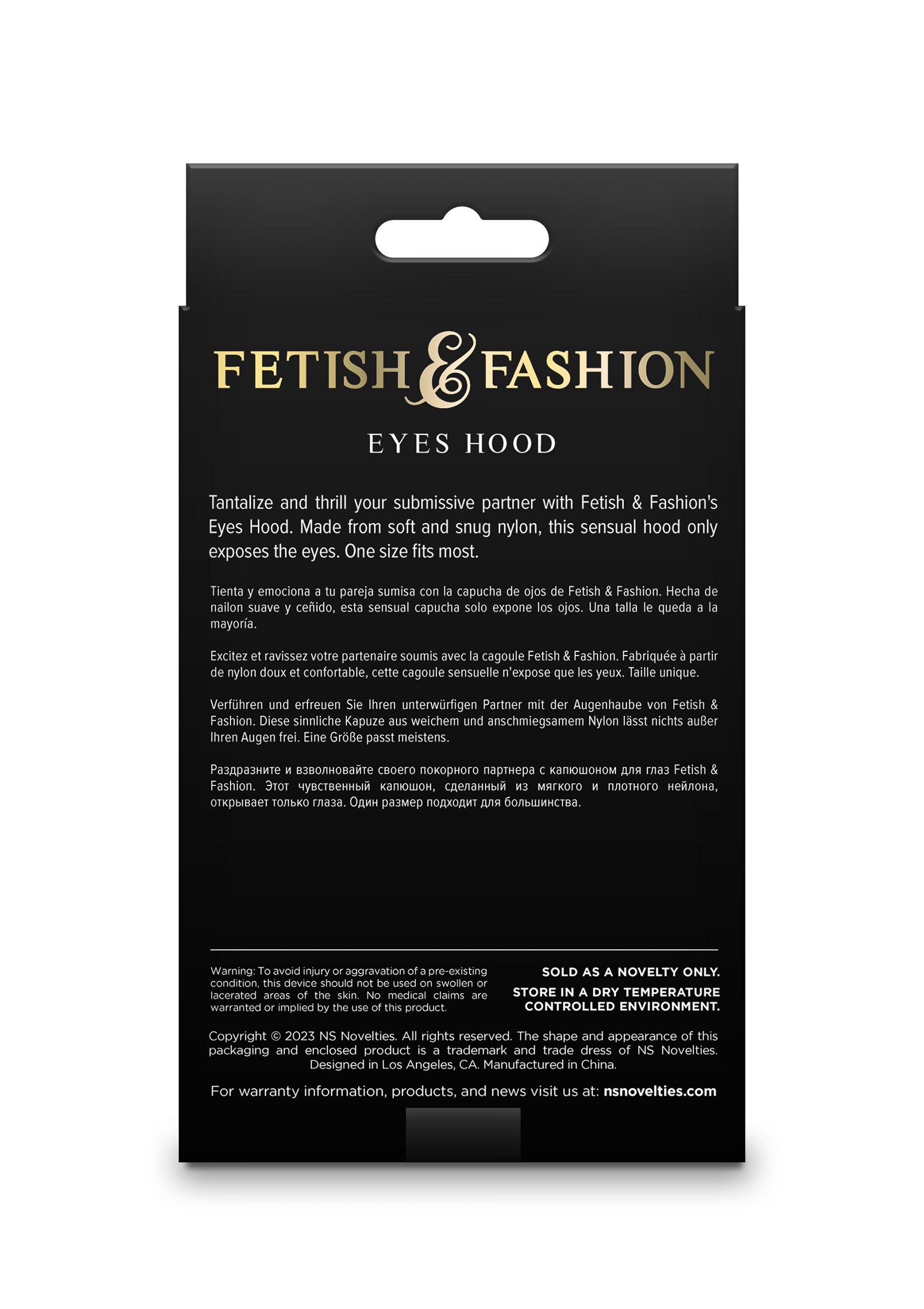 Capuche pour les yeux Fetish & Fashion. Un accessoire coquin pour pimenter votre vie amoureuse. Taille unique.; Fetish & Fashion Eyes Hood. Sensuele oogbedekking van nylon. One size fits most. Voor spannend rollenspel!; Fetish & Fashion Eyes Hood. A sensual nylon hood that exposes the eyes. One size fits most. Novelty item for roleplay.
