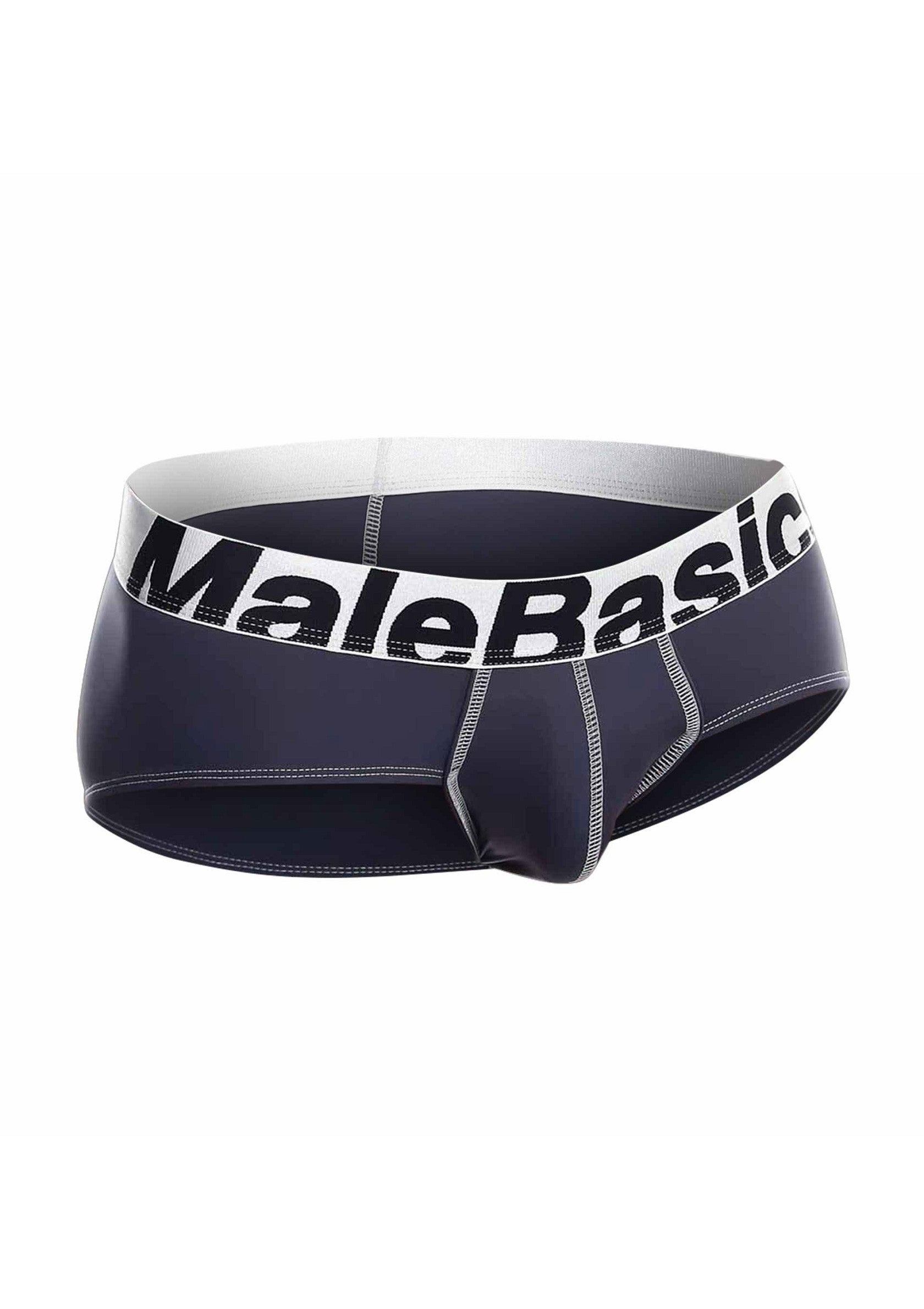 Boxer bleu marine pour homme, avec la marque MaleBasic.; Marineblauwe heren boxer met MaleBasic merk.; Navy blue men's boxer briefs with MaleBasic branding.