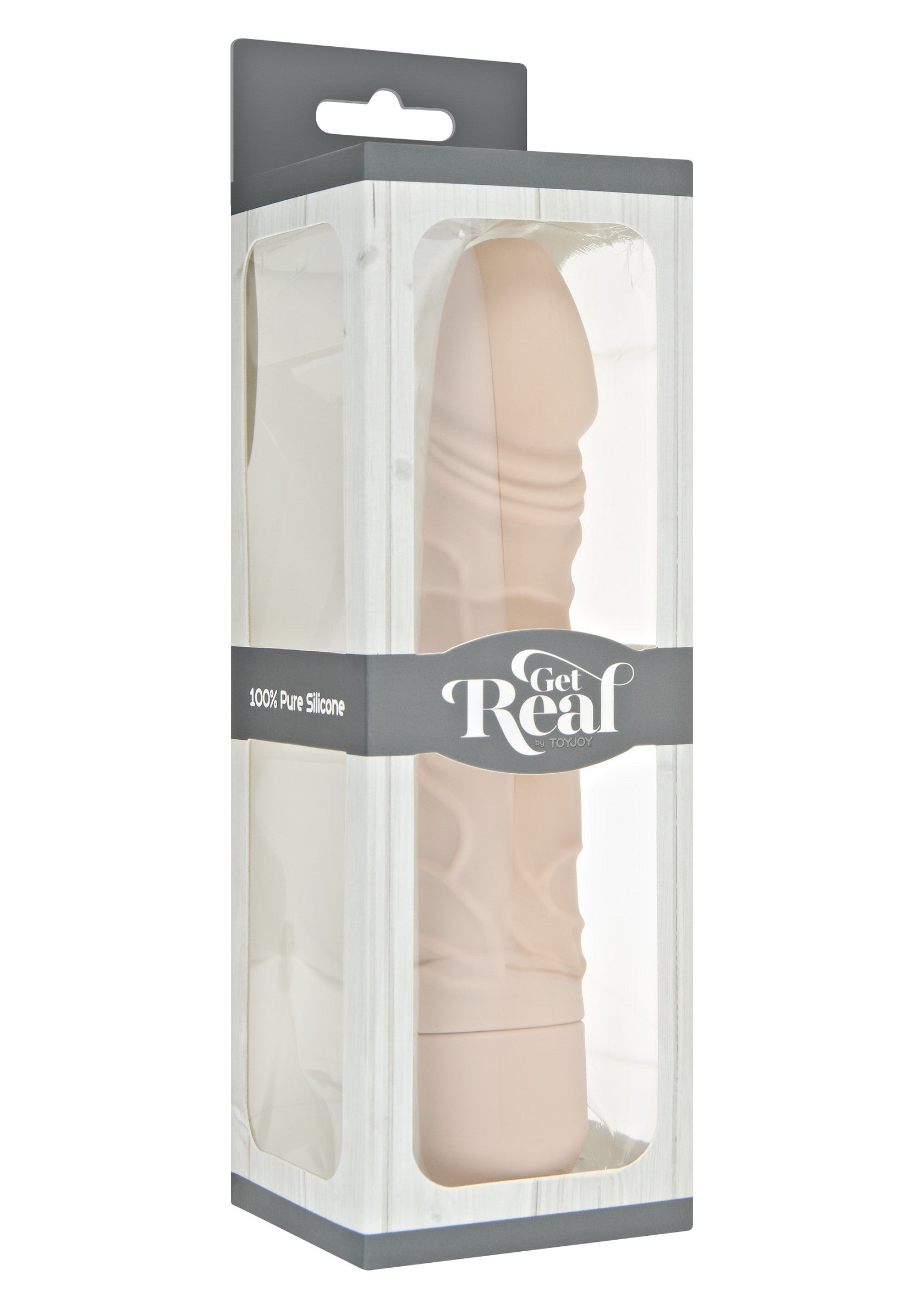 Gode en silicone réaliste 'Get Real' dans son emballage. Plaisir garanti avec ce sextoy de haute qualité.; Realistische siliconen dildo 'Get Real' in verpakking. Gegarandeerd plezier met dit hoogwaardige seksspeeltje.; Realistic silicone dildo 'Get Real' in packaging. Guaranteed pleasure with this high-quality sex toy.