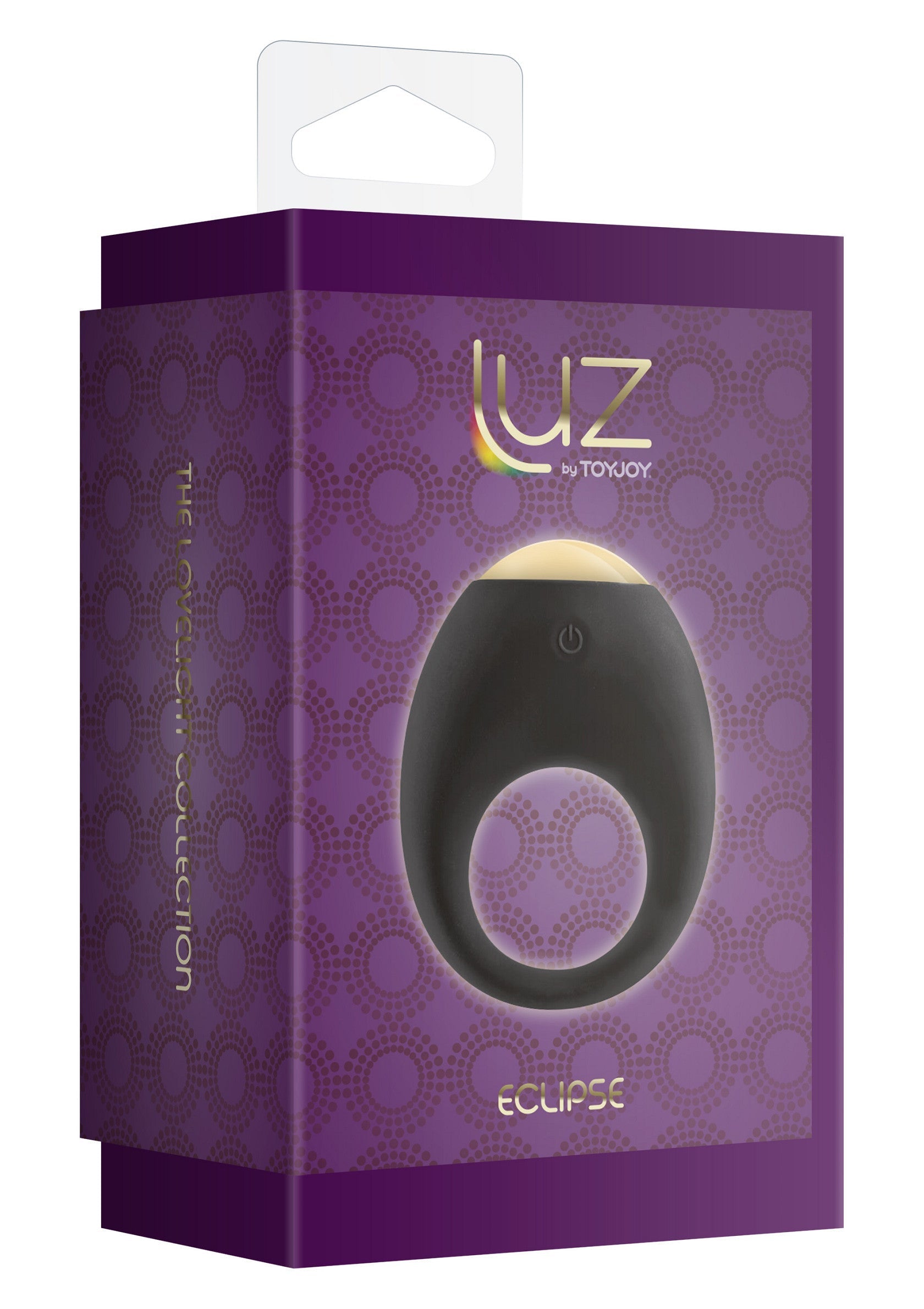 LUZ Eclipse par ToyJoy, anneau vibrant rechargeable pour le plaisir. Découvrez des sensations uniques !; LUZ Eclipse van ToyJoy, oplaadbare vibrerende ring voor plezier. Ontdek unieke sensaties!; LUZ Eclipse by ToyJoy, rechargeable vibrating ring for pleasure. Discover unique sensations!