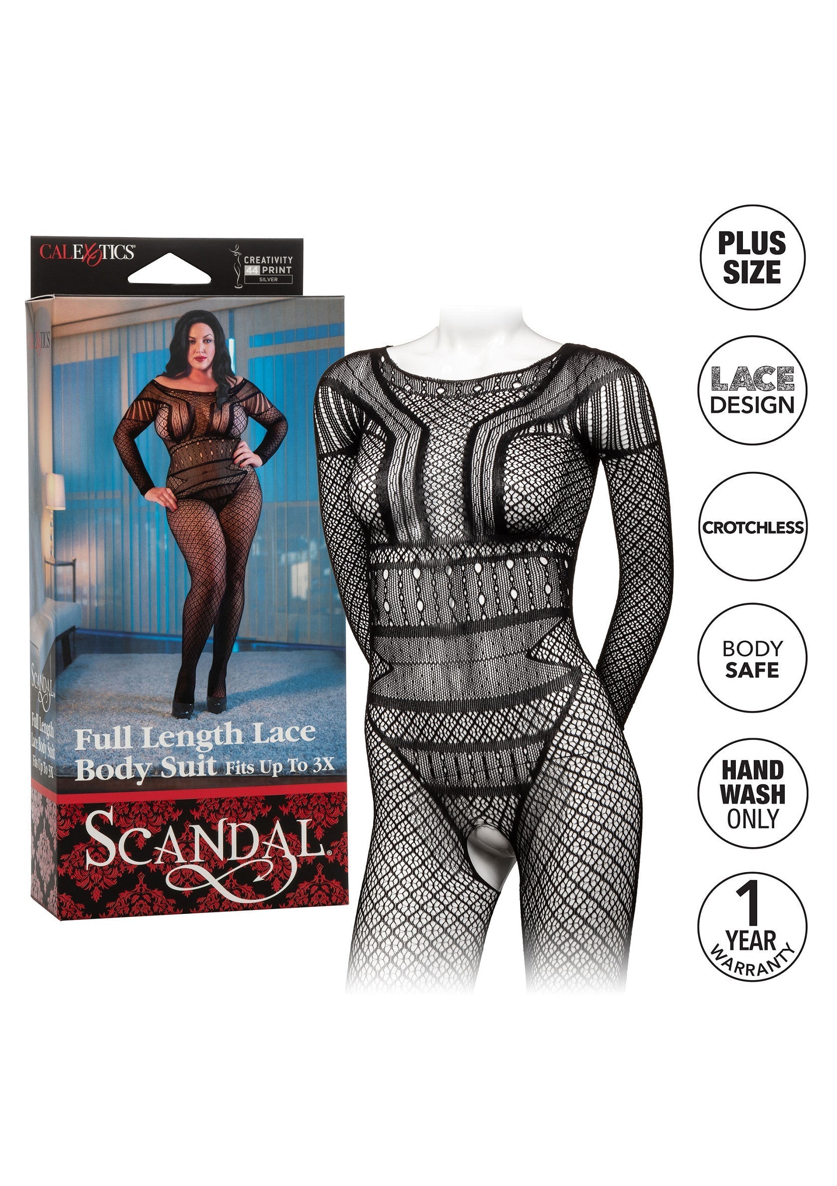 Body intégral en dentelle Scandal. Lingerie sexy grande taille, design en dentelle avec entrejambe ouvert. ; Scandal kanten bodysuit. Sexy plus size lingerie, kanten design met open kruis. ; Scandal full lace bodysuit. Sexy plus size lingerie, lace design with open crotch.