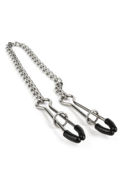 Pinces à tétons avec chaîne. Accessoire de jeu pour adultes.; Tepelklemmen met ketting. Volwassen speelgoed accessoire.; Nipple clamps with chain. Adult toy accessory.