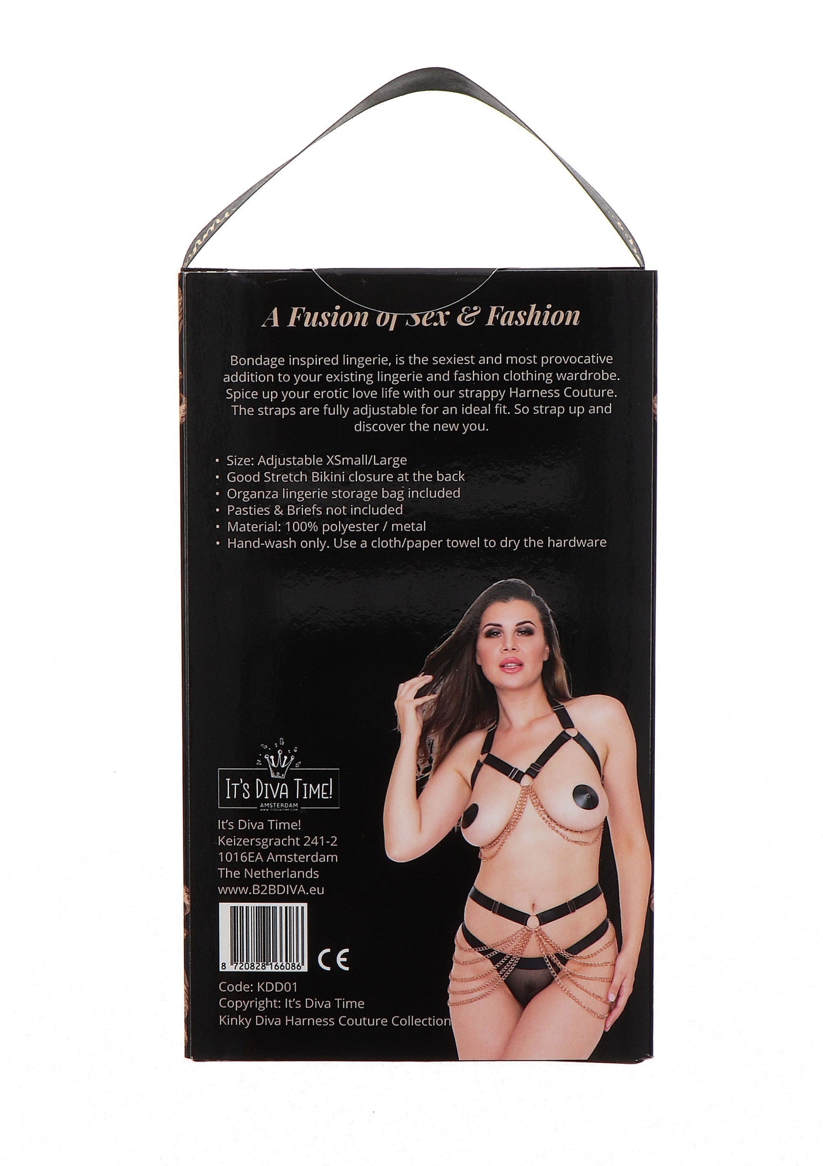 Lingerie de bondage It's Diva Time, harnais couture, ajustable, pour une touche sexy et provocante. ; It's Diva Time bondage lingerie, couture harnas, verstelbaar, voor een sexy en uitdagende touch.; It's Diva Time bondage lingerie, couture harness, adjustable, for a sexy and provocative touch.