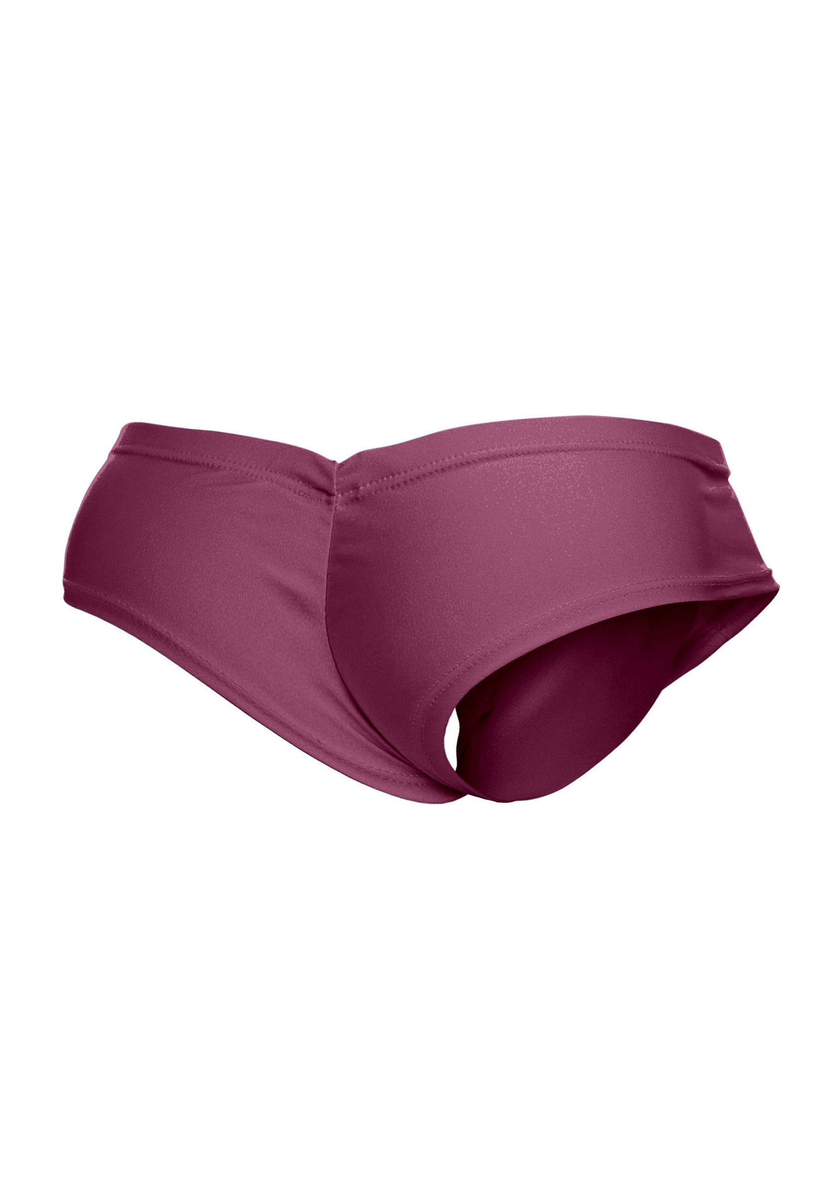 Culotte de bain couleur mûre pour femmes. Parfait pour la plage!; Paarsrode dames zwembroekje. Perfect voor het strand!; Mulberry-colored women's swimsuit bottoms. Perfect for the beach!