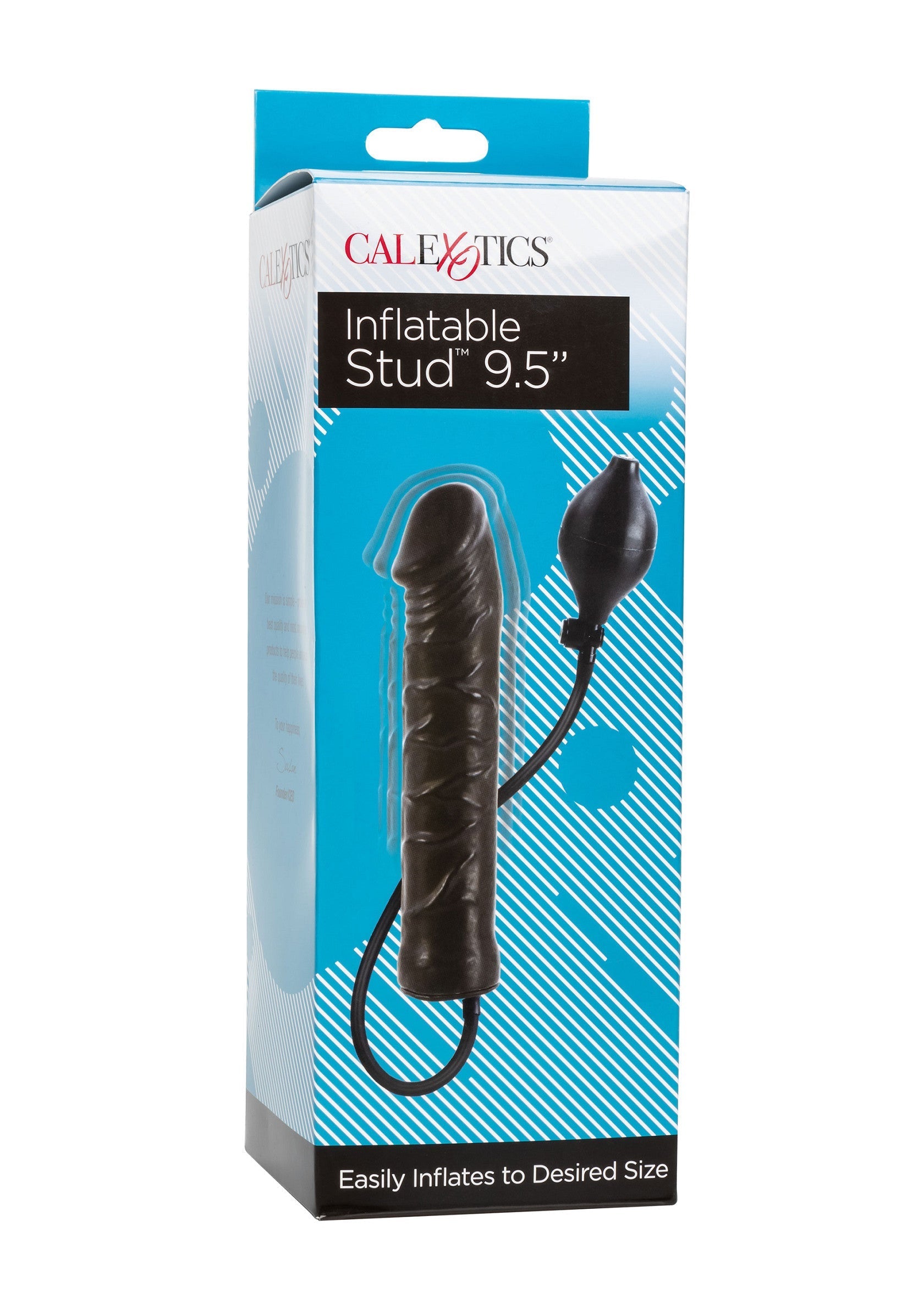 CalExotics Inflatable Stud 9.5" : plaisir gonflable pour des sensations personnalisées. Facile à gonfler à la taille désirée.; CalExotics Inflatable Stud 9.5": Opblaasbaar genot voor persoonlijke sensaties. Gemakkelijk op te blazen tot de gewenste grootte.; CalExotics Inflatable Stud 9.5": Inflatable pleasure for personalized sensations. Easily inflates to desired size.