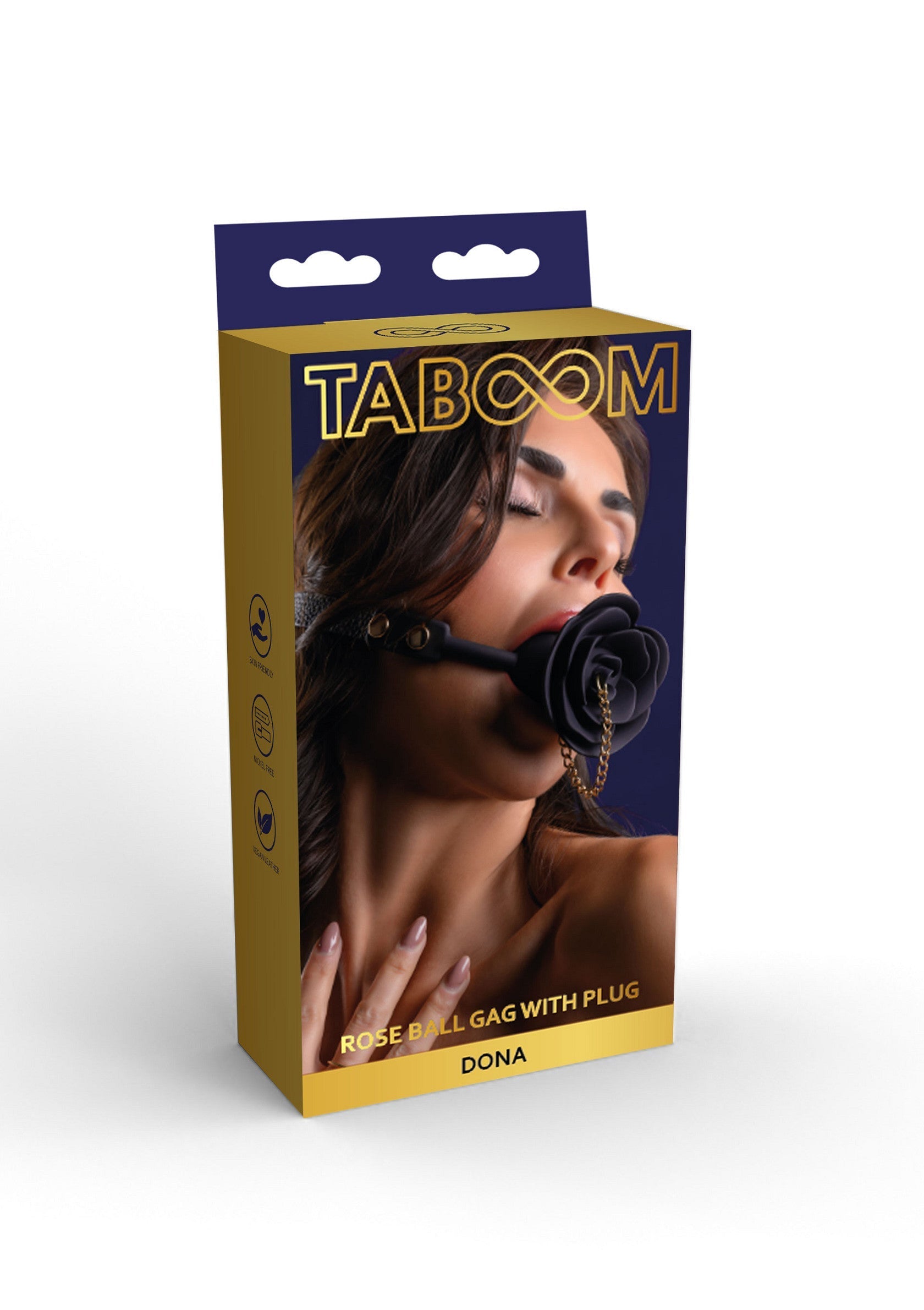 Taboom Dona Rose Ball Gag with Plug. Accessoire BDSM élégant.; Taboom Dona Rose Ball Gag met Plug. Stijlvol BDSM accessoire.; Taboom Dona Rose Ball Gag with Plug. Stylish BDSM accessory.