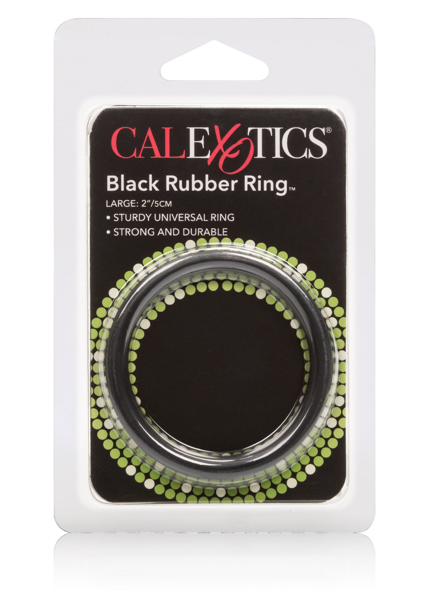 Anneau pénien en caoutchouc noir CalExotics. Grand, robuste et durable pour un plaisir accru.; CalExotics zwarte rubberen penisring. Groot, stevig en duurzaam voor meer genot.; CalExotics black rubber cock ring. Large, sturdy, and durable for enhanced pleasure.