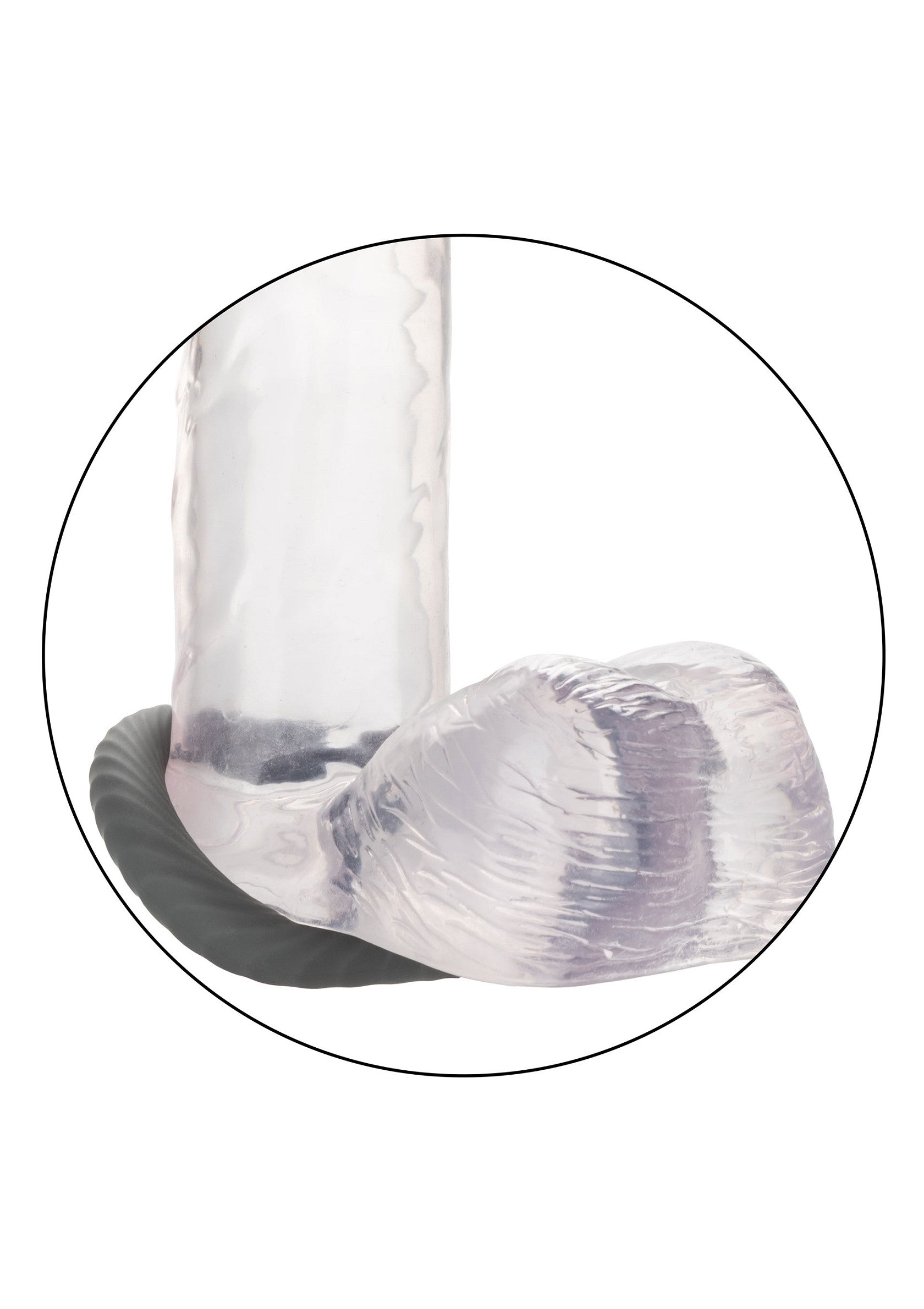 Jouet érotique transparent avec base texturée pour un plaisir intense et varié.; Transparant erotisch speeltje met gestructureerde basis voor intens en gevarieerd genot.; Transparent erotic toy with textured base for intense and varied pleasure.
