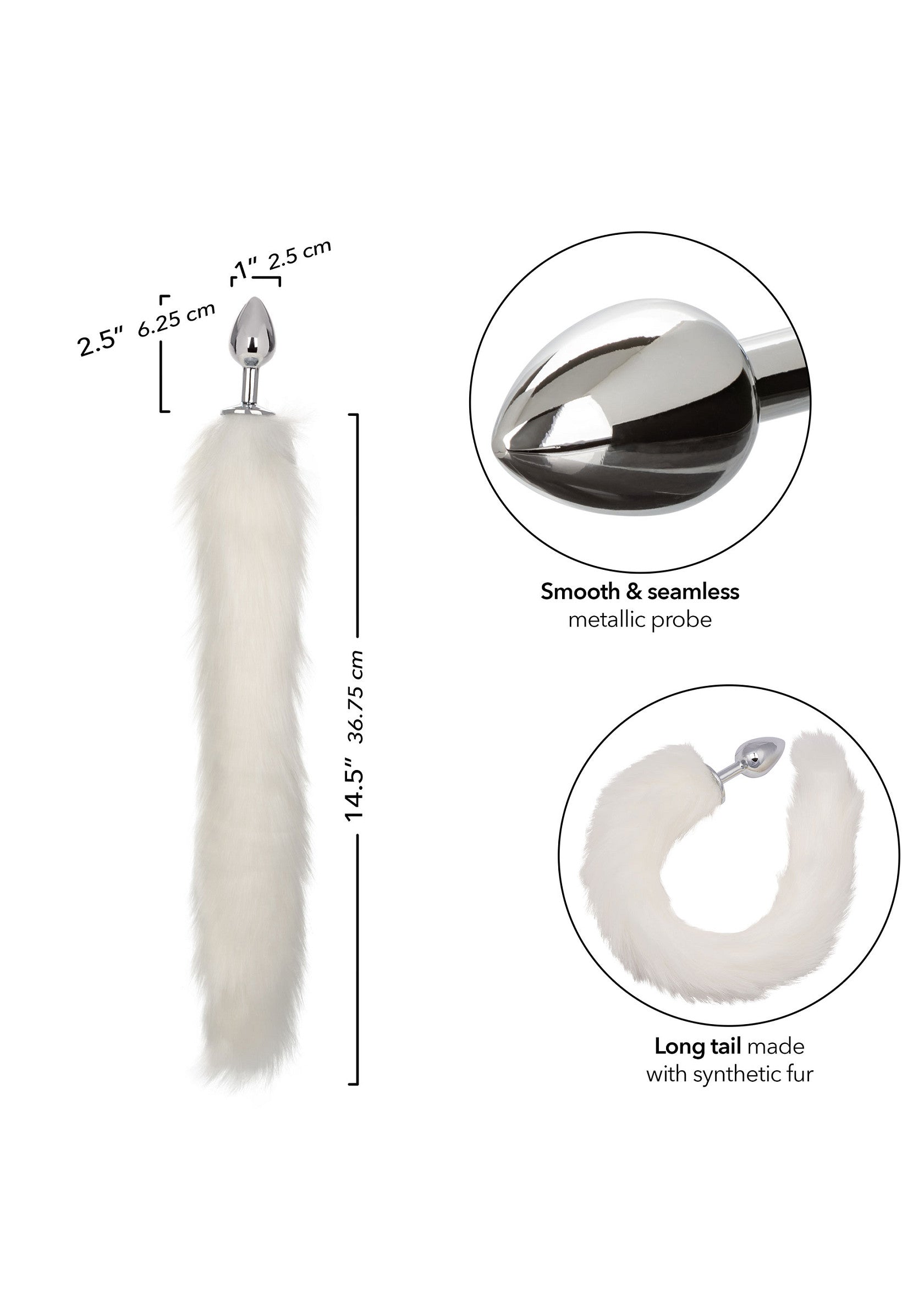 Plug anal queue de renard blanche, en fausse fourrure, pour un jeu coquin et une expérience sensuelle.; Witte faux fur staart plug voor ondeugend spel en een sensuele ervaring.; White faux fur tail plug for kinky play and a sensual experience. 