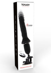 ToyJoy Magnum Opus Pro : plaisir mains libres avec ventouse et télécommande pour une expérience intense.; ToyJoy Magnum Opus Pro: handsfree plezier met zuignap en afstandsbediening voor een intense ervaring.; ToyJoy Magnum Opus Pro: hands-free fun with suction cup & remote for an intense experience.