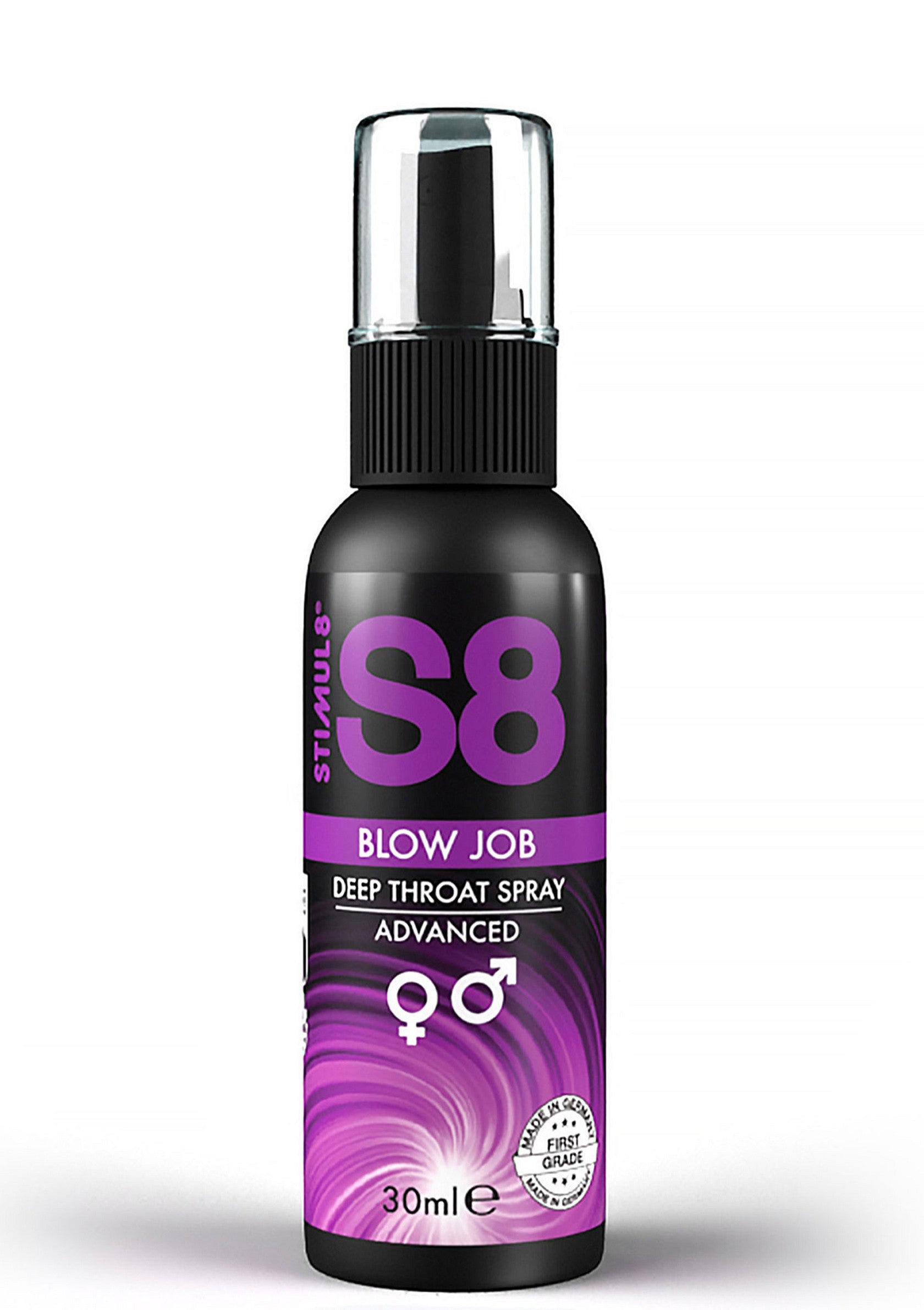 S8 Blow Job Deep Throat Spray Advanced, spray de gorge profonde pour une expérience améliorée. Flacon de 30ml.; S8 Blow Job Deep Throat Spray Advanced, keel spray voor een verbeterde ervaring. Fles van 30ml.; S8 Blow Job Deep Throat Spray Advanced, deep throat spray for enhanced experience. 30ml bottle.