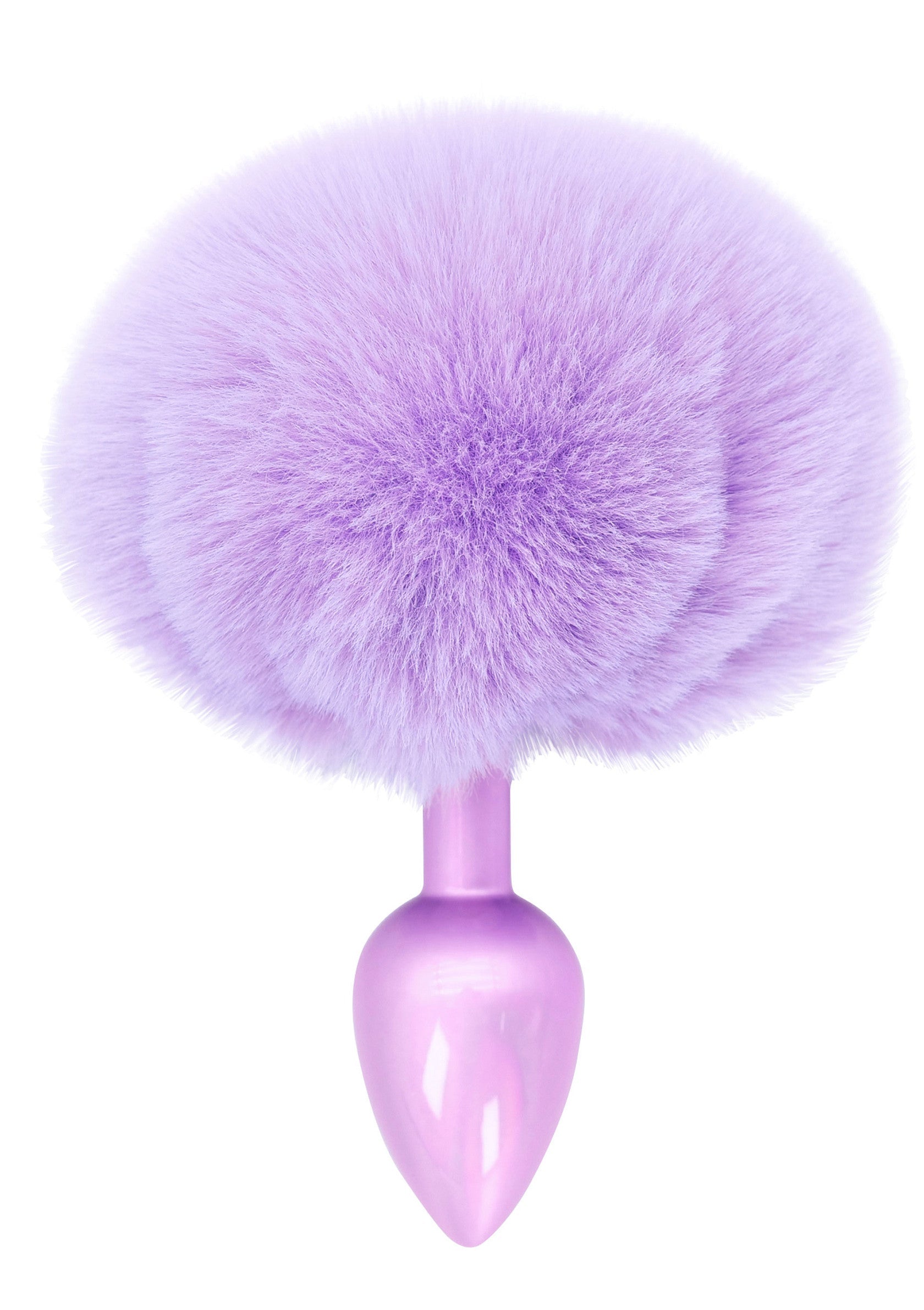 Plug anal lilas avec pompon en fausse fourrure. Un plaisir tout doux !; Lila buttplug met nepbont pompon. Zacht en spannend!; Lilac butt plug with faux fur pom pom. Soft and exciting pleasure!