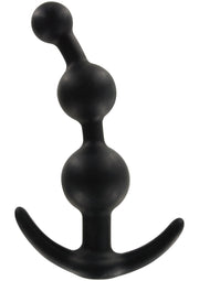 Plug anal en silicone noir avec 3 boules et une base en ancre. Plaisir intense et sensations uniques garanties!; Zwarte siliconen anale plug met 3 ballen en een ankerbasis. Intense plezier en unieke gewaarwordingen gegarandeerd!; Black silicone anal plug with 3 balls and an anchor base. Intense pleasure and unique sensations guaranteed!