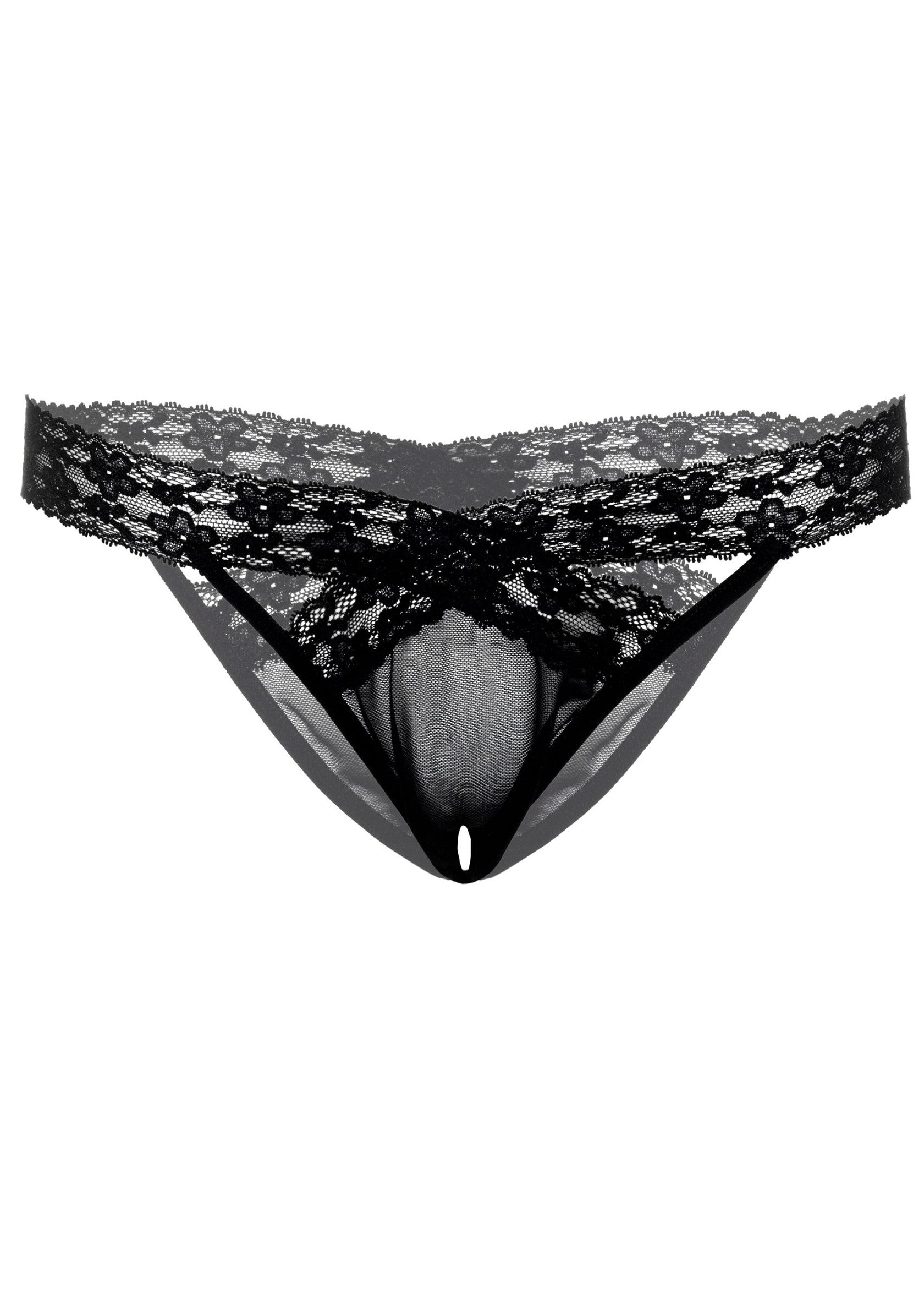 String sexy noir avec dentelle délicate pour une touche de séduction.; Zwarte string met delicaat kant voor een verleidelijke touch.; Sexy black string with delicate lace for a seductive touch.
