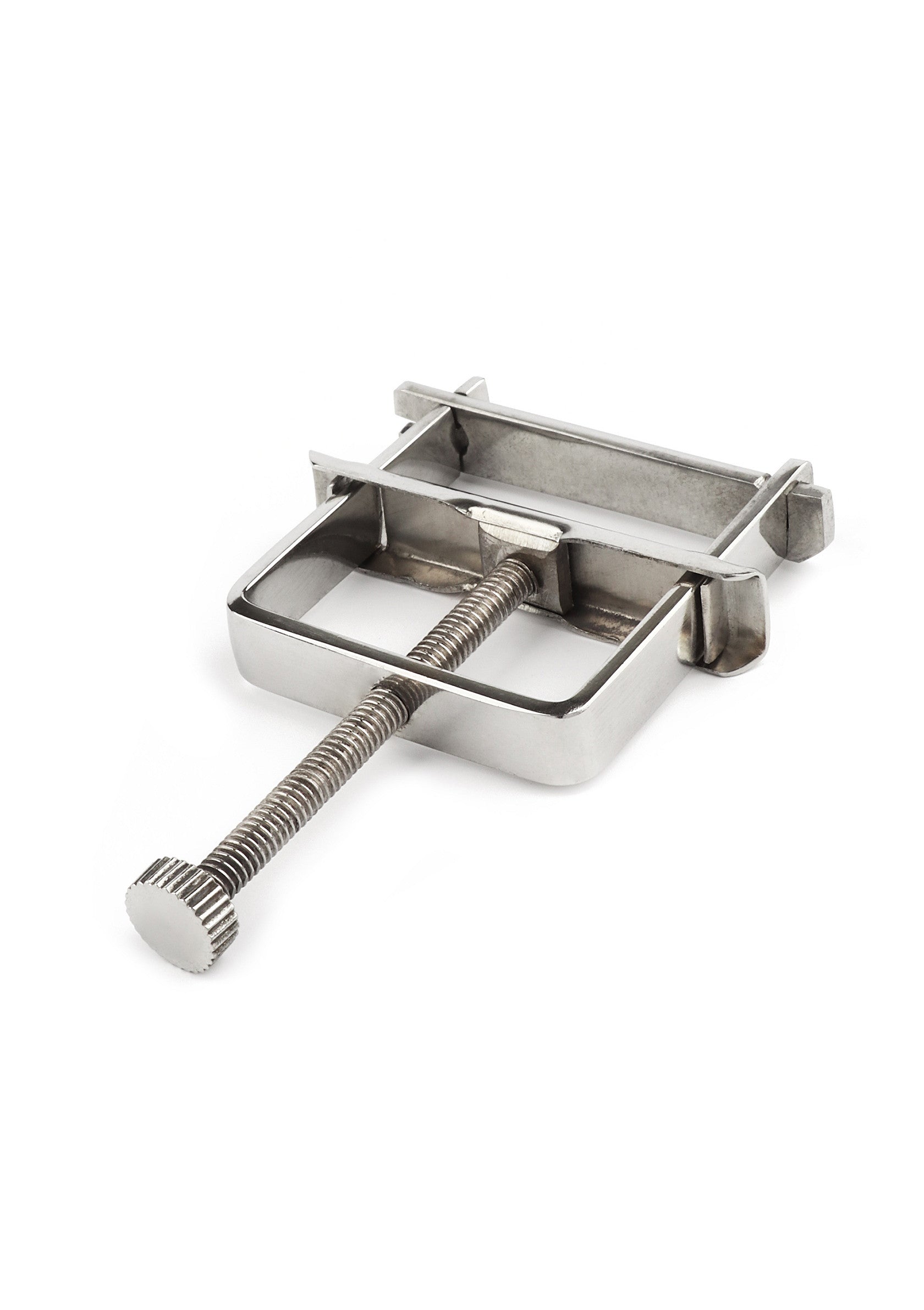 Pince à téton réglable en métal, pour une expérience sensuelle intense.; Verstelbare tepelklem van metaal voor een intense sensuele ervaring.; Adjustable metal nipple clamp for an intense sensual experience.