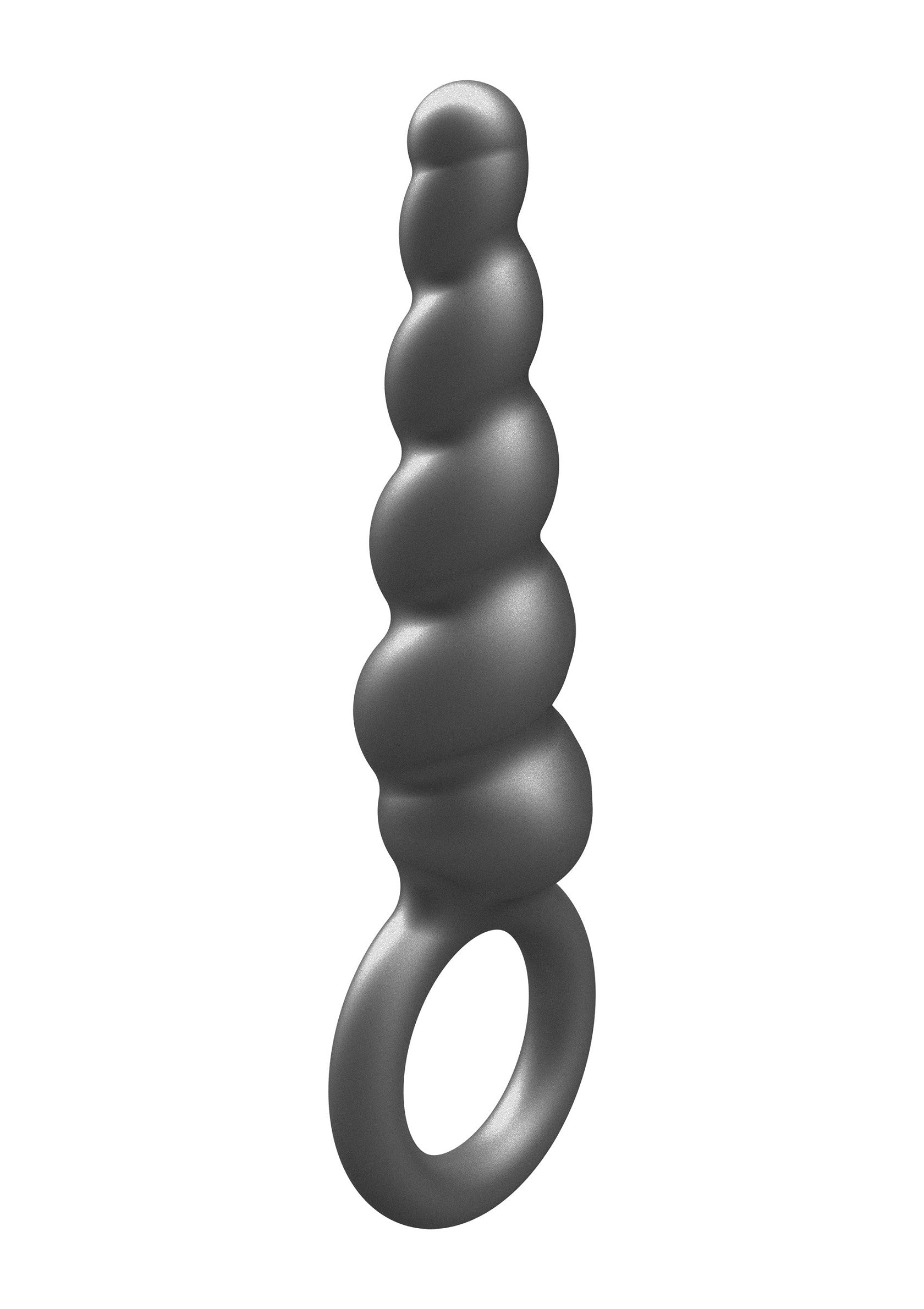 Plug anal gris en spirale avec anneau pour plus de confort et de contrôle. Découvrez de nouvelles sensations.; Grijze anale plug met spiraal en ring voor meer comfort en controle. Ontdek nieuwe sensaties.; Grey spiral butt plug with ring for comfort and control. Experience new sensations.