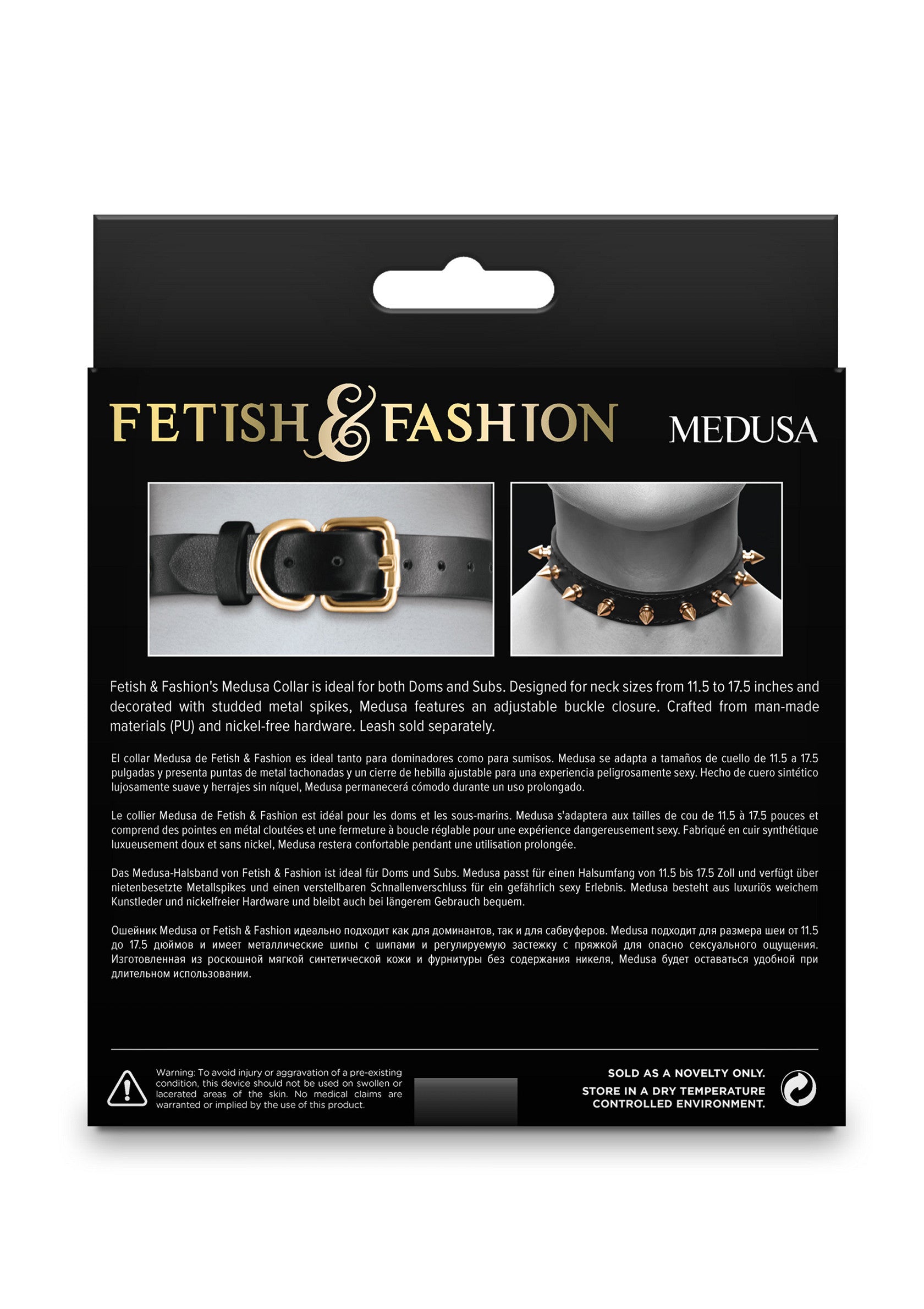 Collier Medusa Fetish & Fashion : idéal pour les jeux de rôle. Design clouté, boucle réglable. Accessoire audacieux et élégant.; Fetish & Fashion Medusa halsband: ideaal voor rollenspellen. Studded design, verstelbare gesp. Gedurfd en stijlvol accessoire.; Fetish & Fashion Medusa collar: ideal for role play. Studded design, adjustable buckle. Bold & stylish accessory.