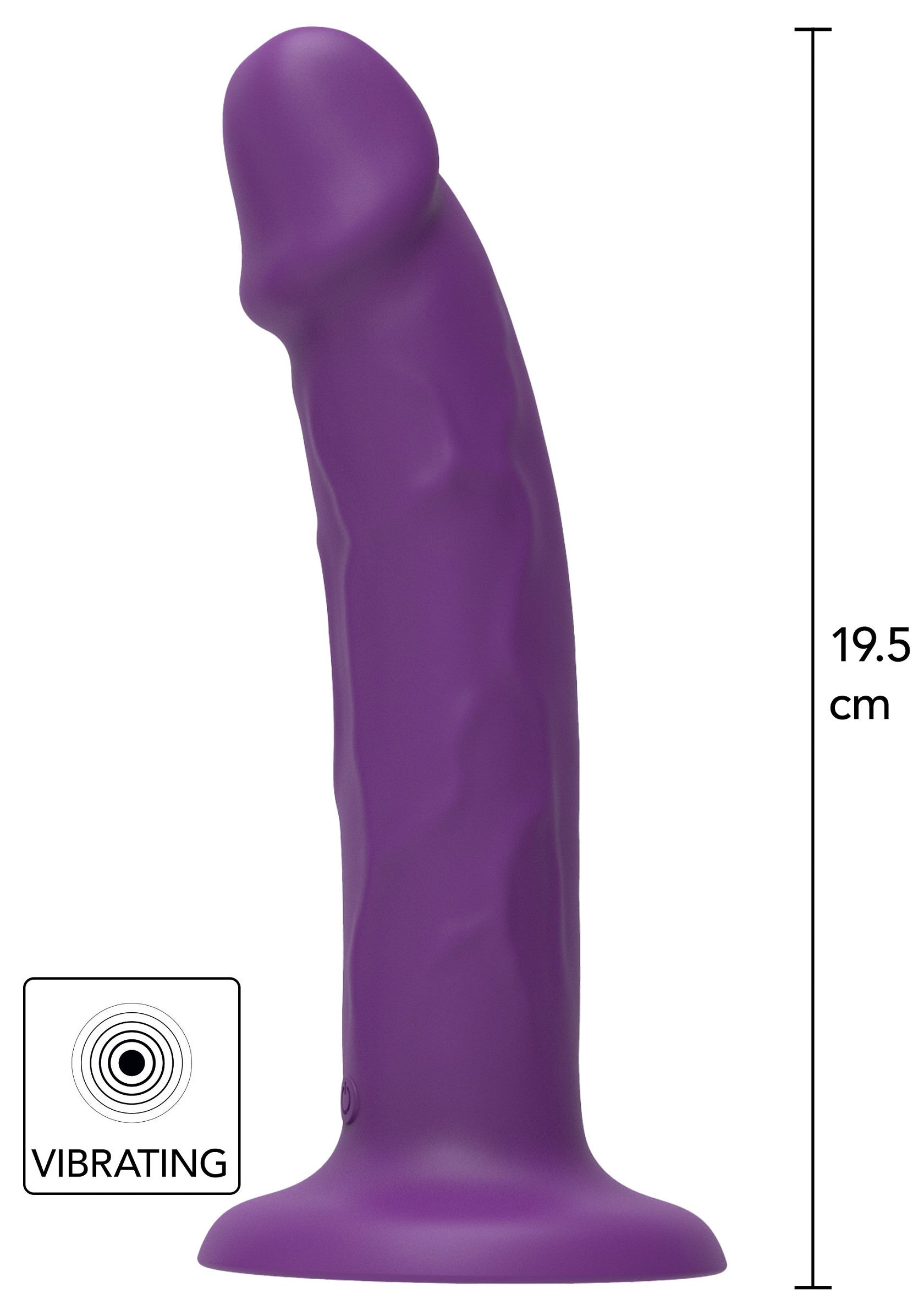 Godemichet vibrant violet de 19,5 cm pour le plaisir solo et en couple. Texturé pour une sensation réaliste.; Paarse vibrerende dildo van 19,5 cm voor solo en partner plezier. Gestructureerd voor een realistisch gevoel.; 19.5cm purple vibrating dildo for solo and partner pleasure. Textured for a realistic feel.