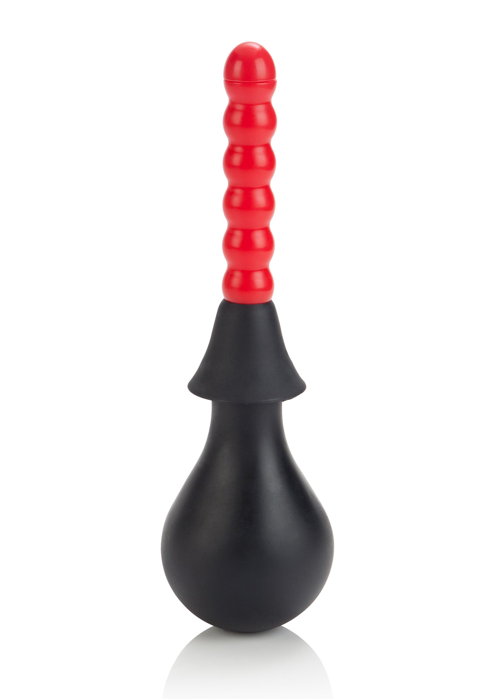 Poire à lavement noire avec embout rouge. Nettoyage intime en douceur pour une hygiène parfaite.; Zwarte klysma peer met rode tip. Zachte intieme reiniging voor perfecte hygiëne.; Black enema bulb with red tip. Gentle intimate cleansing for perfect hygiene.