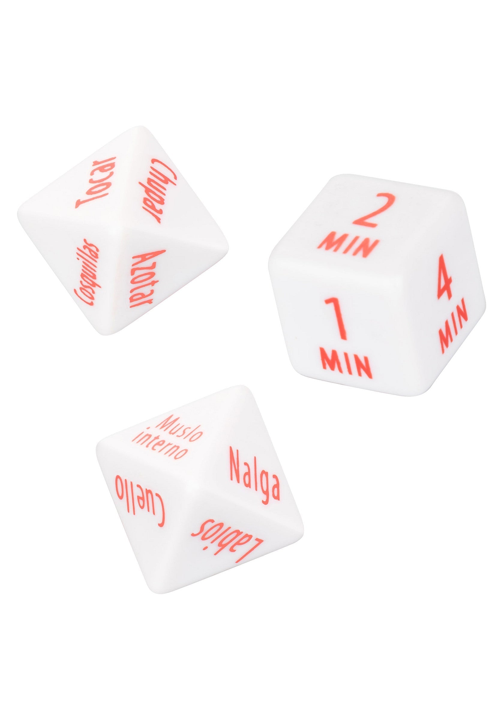 Dés de jeux coquins pour adultes. Pimentez votre vie amoureuse avec ces dés amusants et originaux.; Stoute spel dobbelstenen voor volwassenen. Spice je liefdesleven op met deze leuke en originele dobbelstenen.; Naughty game dice for adults. Spice up your love life with these fun and original dice.