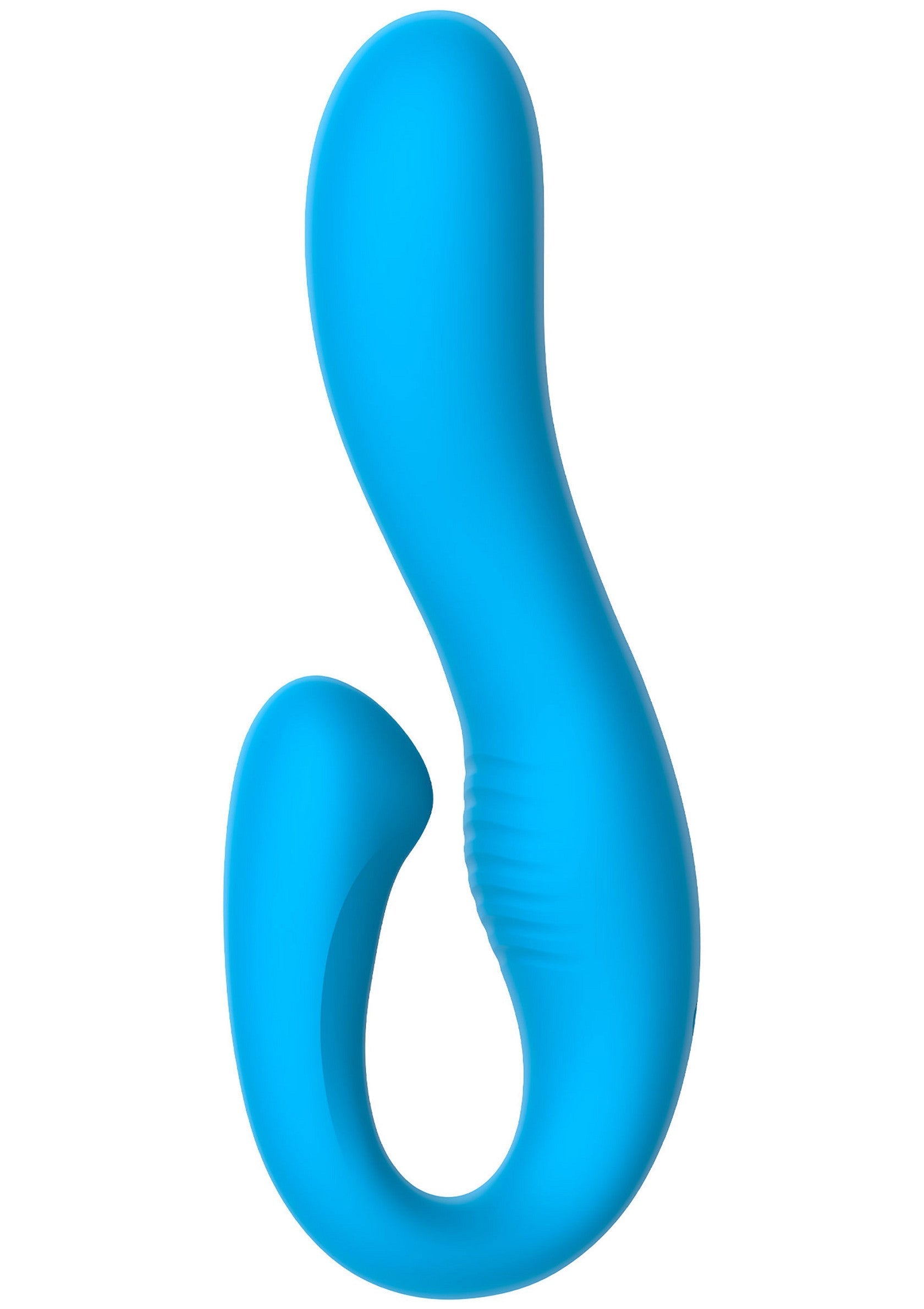 Vibromasseur double turquoise pour un plaisir partagé ou solo.; Turquoise dubbele vibrator voor gedeeld of solo plezier.; Turquoise double vibrator for shared or solo pleasure.