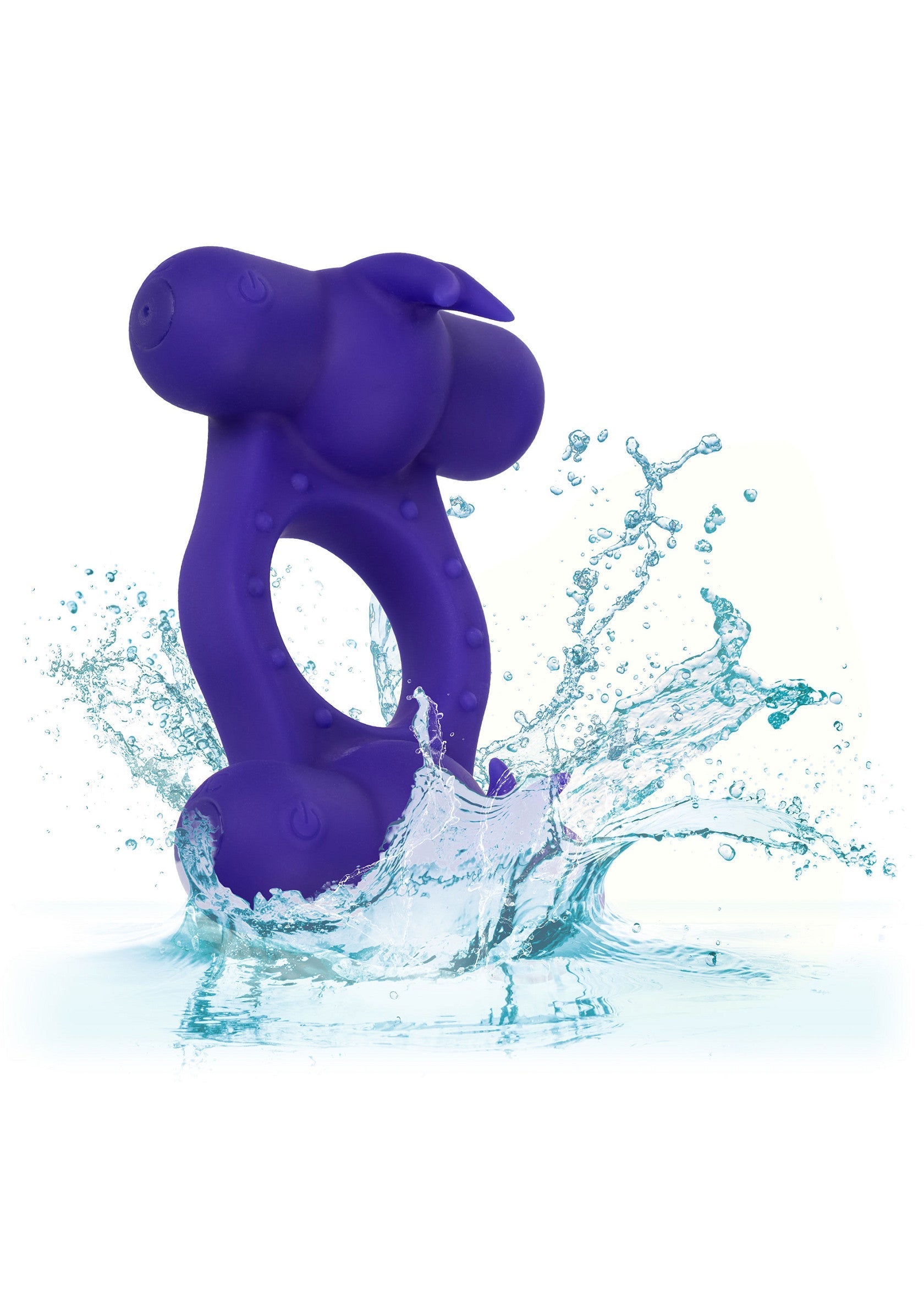 Vibromasseur pour couple violet étanche pour des plaisirs aquatiques intenses.; Waterdichte paarse vibrator voor koppels, voor intens waterplezier.; Waterproof purple couple vibrator for intense aquatic pleasures.