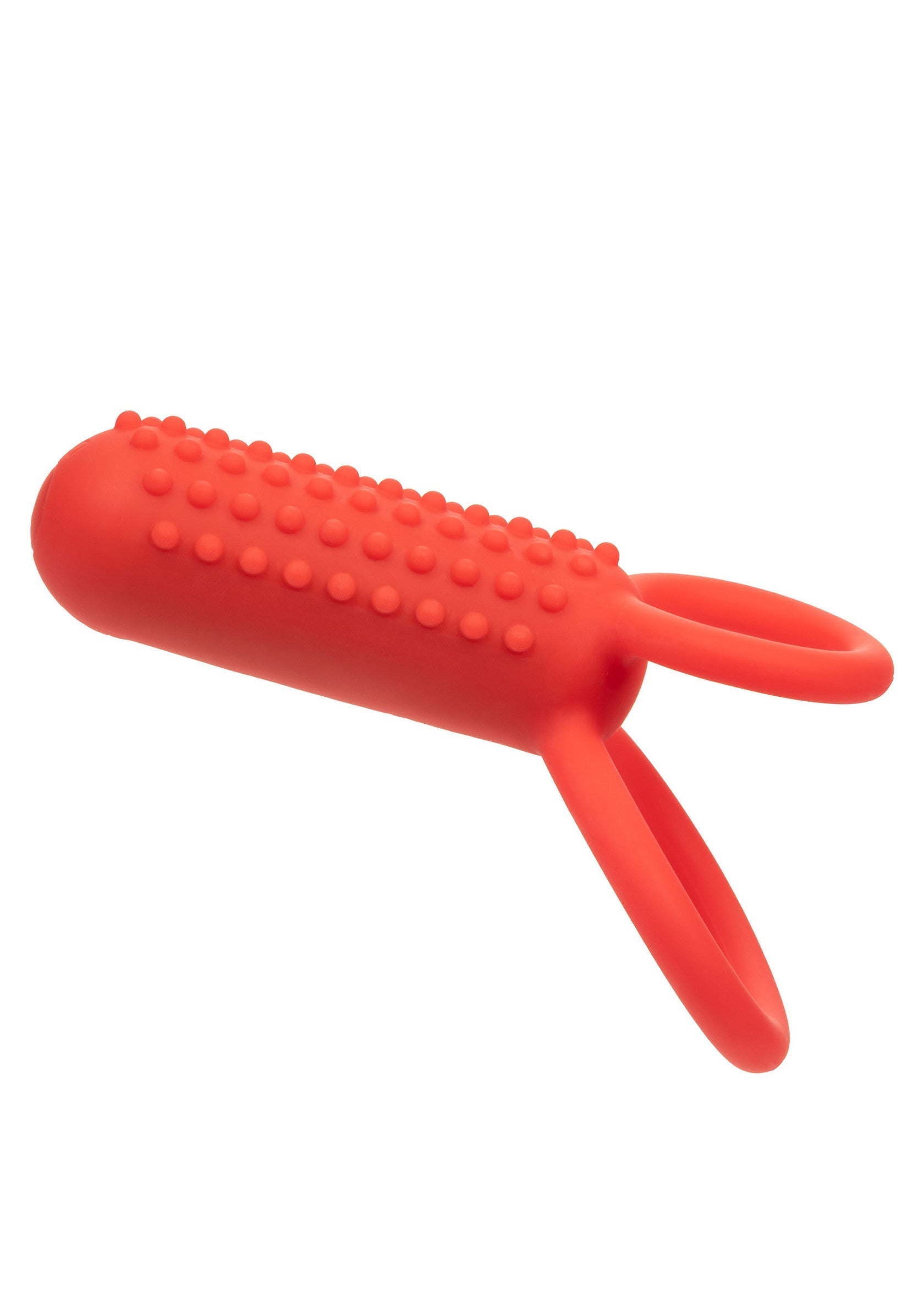 Anneau vibrant texturé rouge pour plus de sensations. Augmente le plaisir et l'endurance.; Rode vibrerende ring met textuur voor extra sensaties. Verhoogt plezier en uithoudingsvermogen.; Red textured vibrating cock ring for extra sensation. Boosts pleasure and endurance.